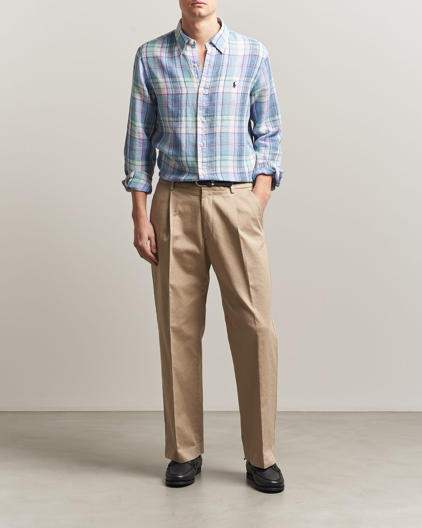 Herren | Hemden | Polo Ralph Lauren | Custom Fit Check Linen Shirt Blue/White