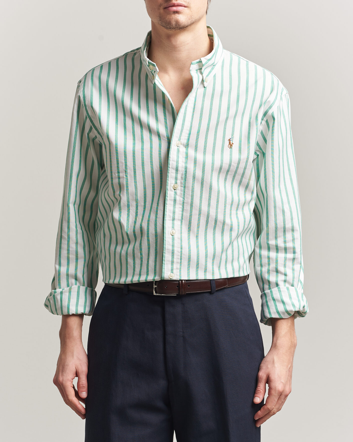 Herren | Hemden | Polo Ralph Lauren | Custom Fit Striped Oxford Shirt Green