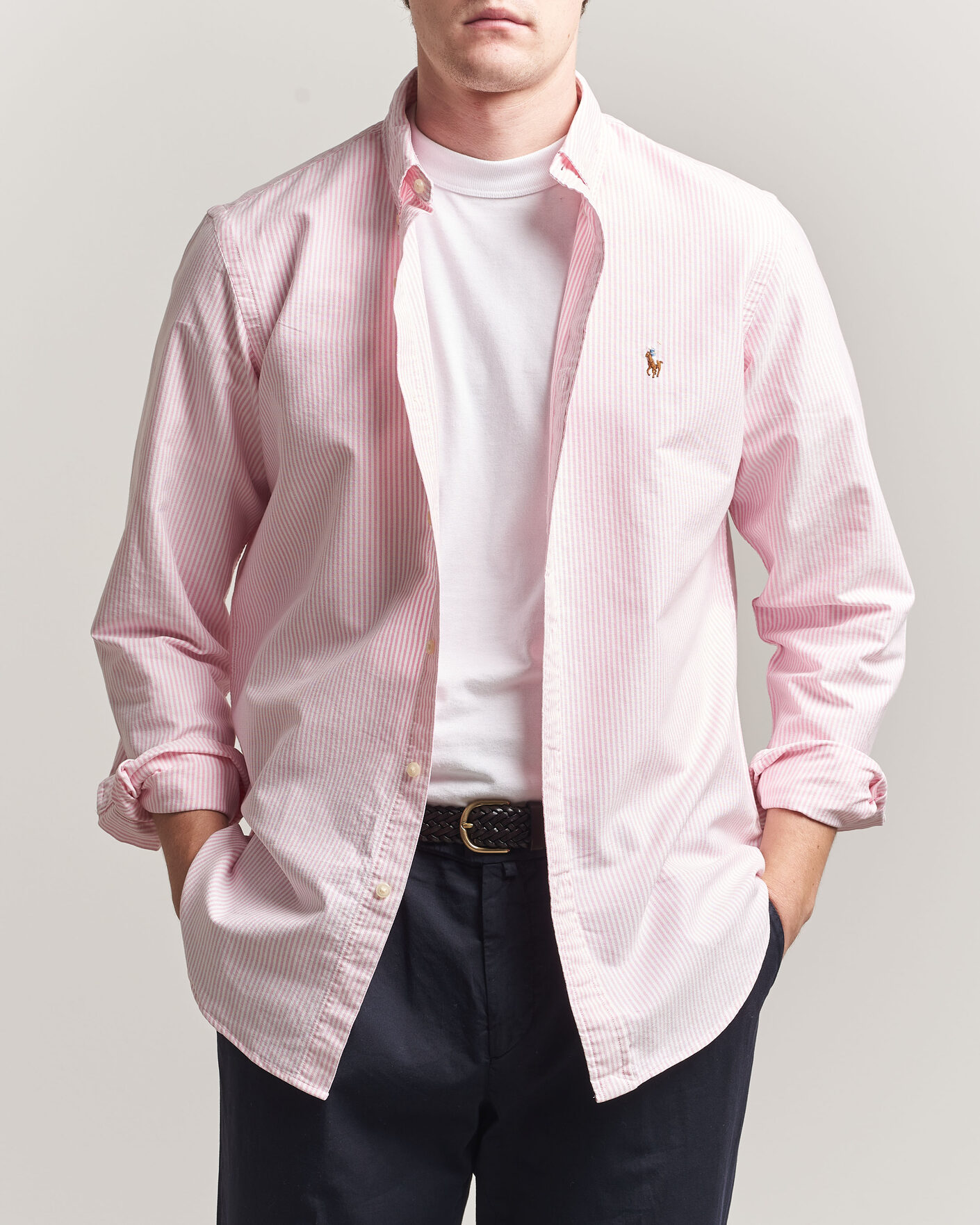 Herren | Hemden | Polo Ralph Lauren | Custom Fit Micro Striped Oxford Shirt Pink
