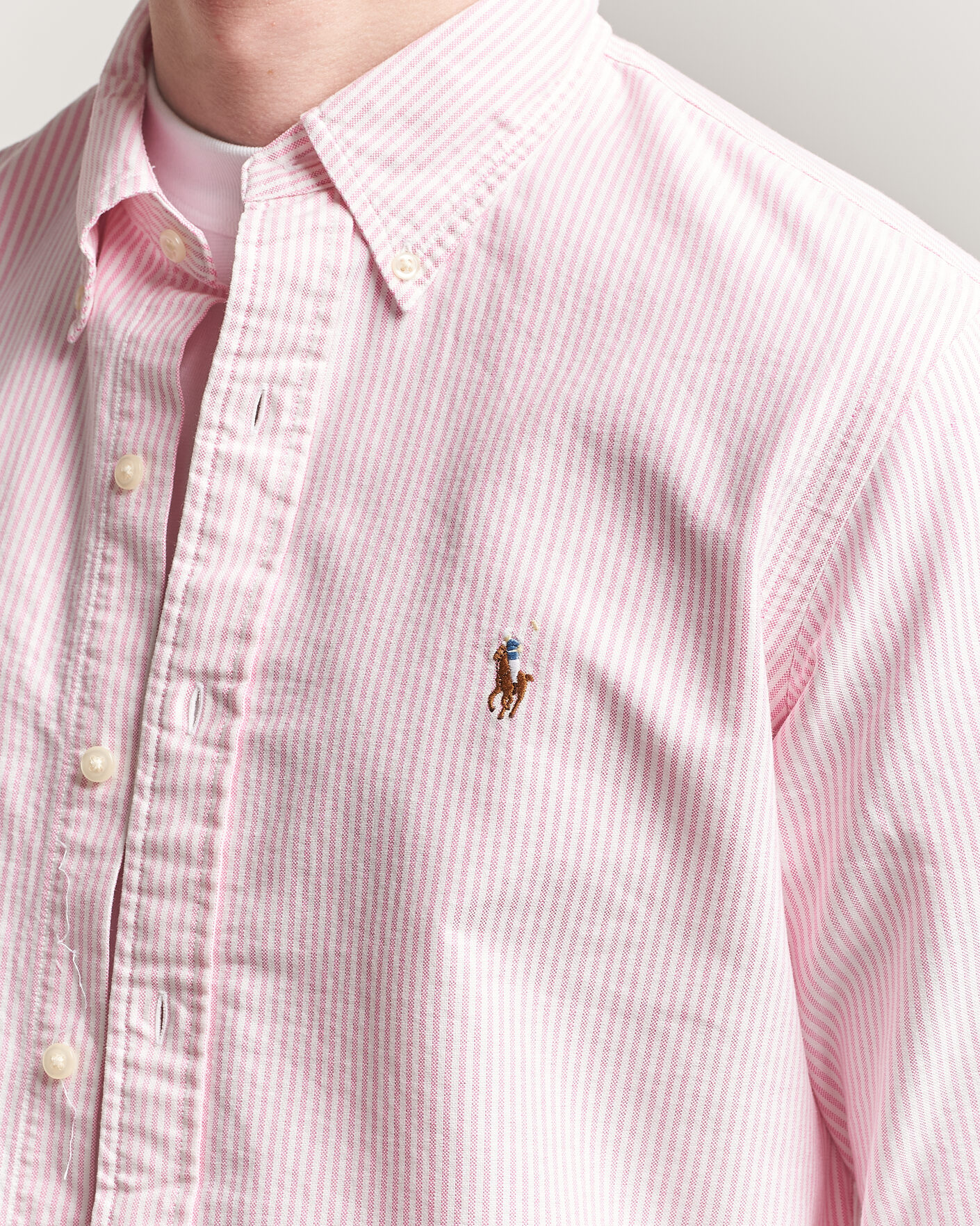 Herren | Hemden | Polo Ralph Lauren | Custom Fit Micro Striped Oxford Shirt Pink
