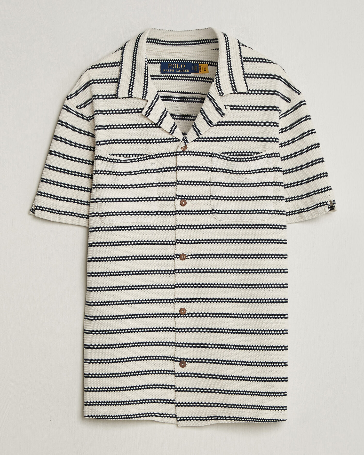 Herren | Hemden | Polo Ralph Lauren | Knitted Camp Shirt Pale Cream/Newport Navy