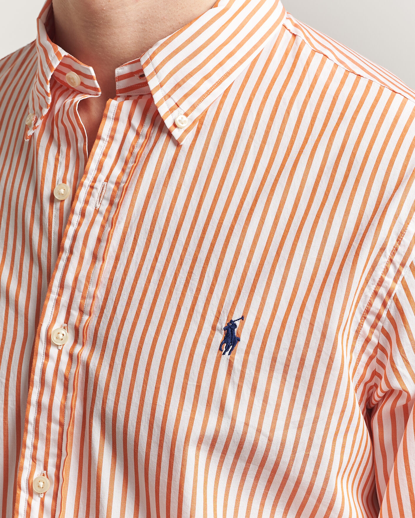 Herren | Hemden | Polo Ralph Lauren | Custom Fit Poplin Striped Shirt Kona Orange