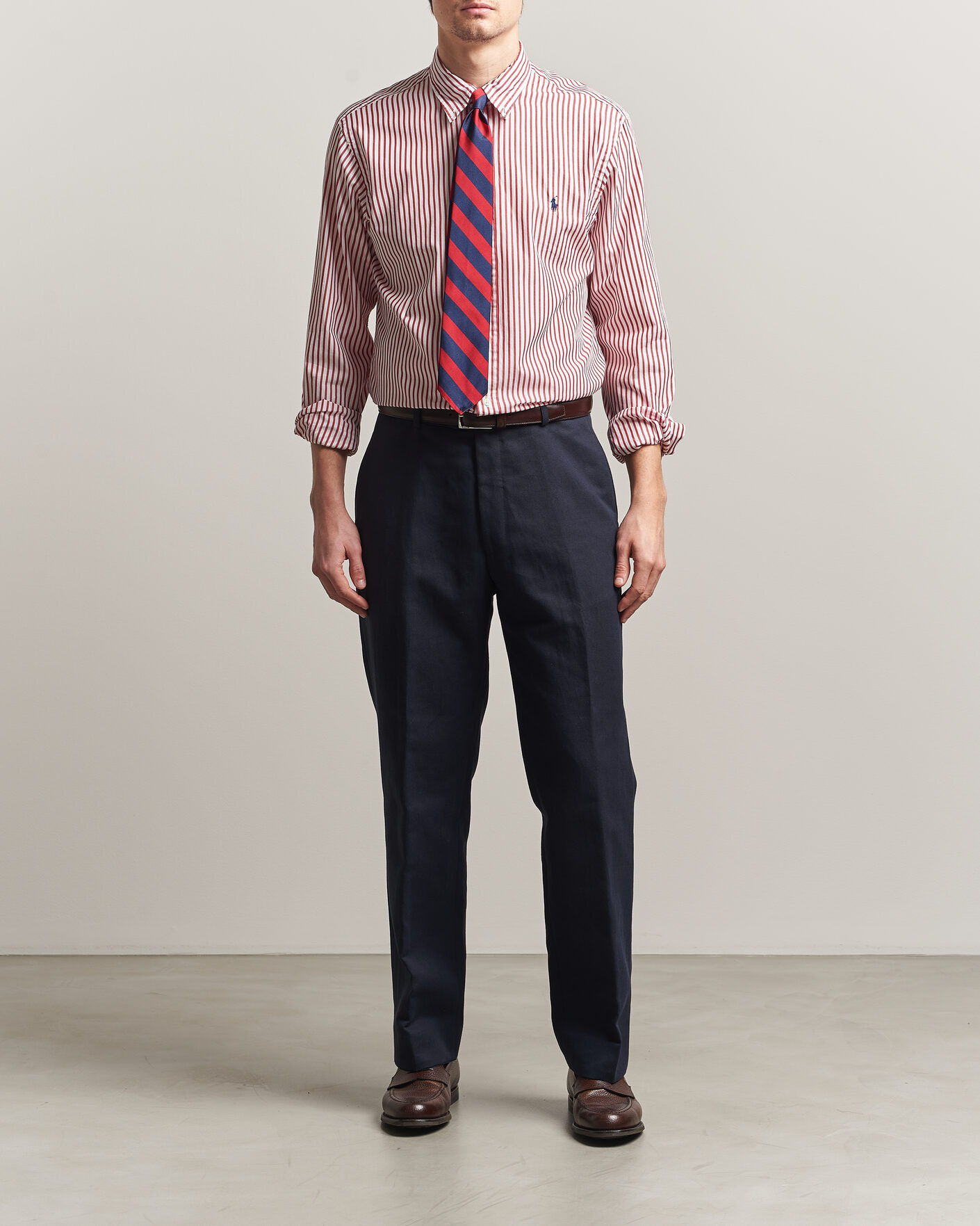 Herren | Hemden | Polo Ralph Lauren | Custom Fit Poplin Striped Shirt Bristol Red