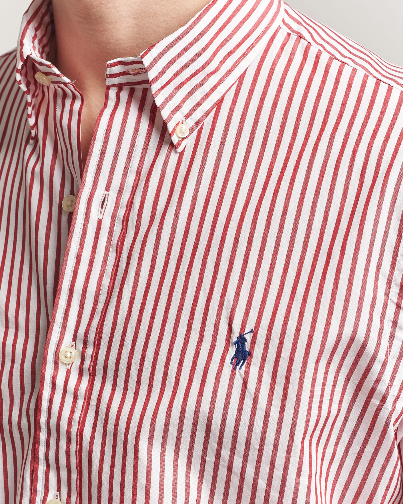 Herren | Hemden | Polo Ralph Lauren | Custom Fit Poplin Striped Shirt Bristol Red
