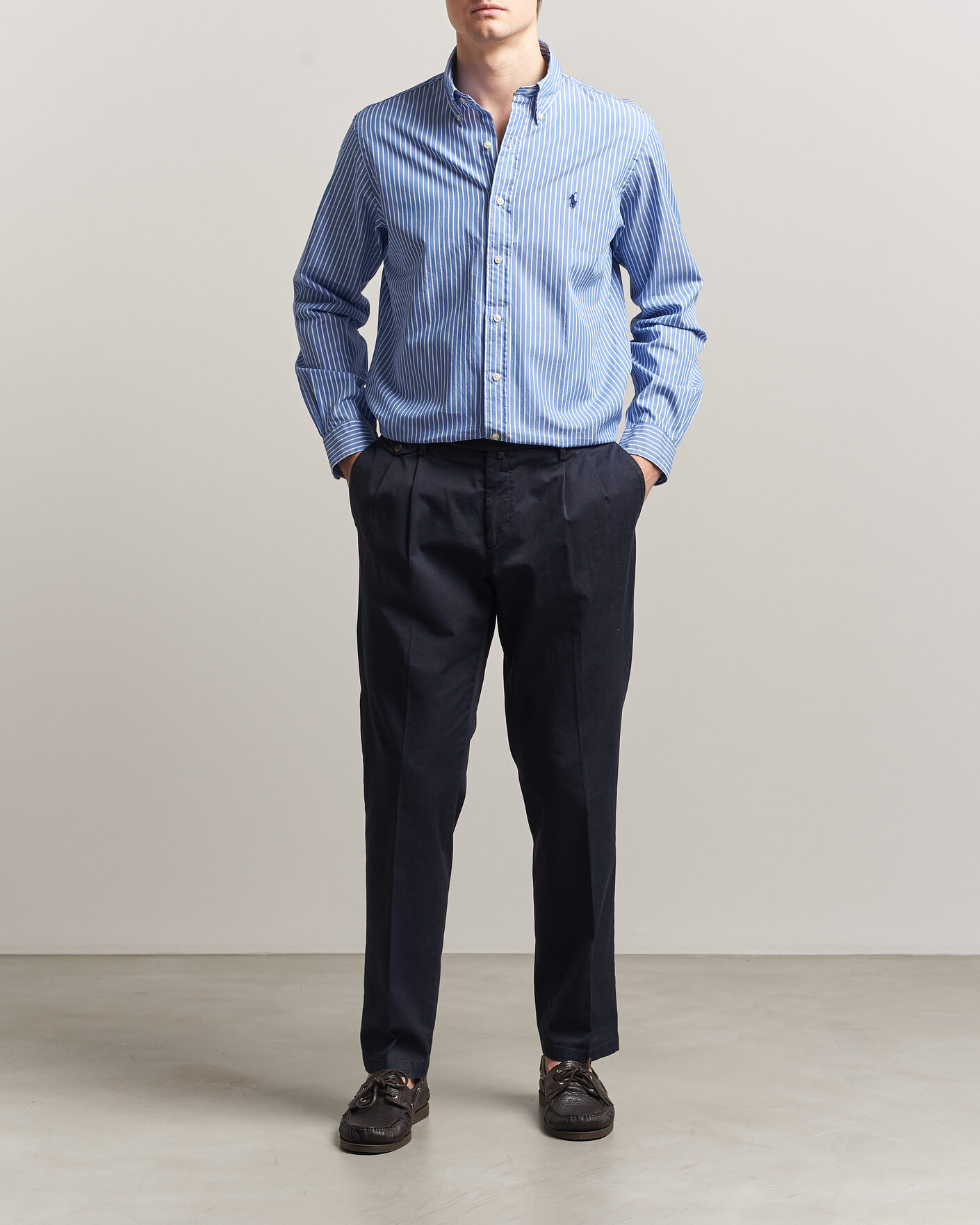 Herren | Hemden | Polo Ralph Lauren | Custom Fit Poplin Striped Shirt Medium Blue