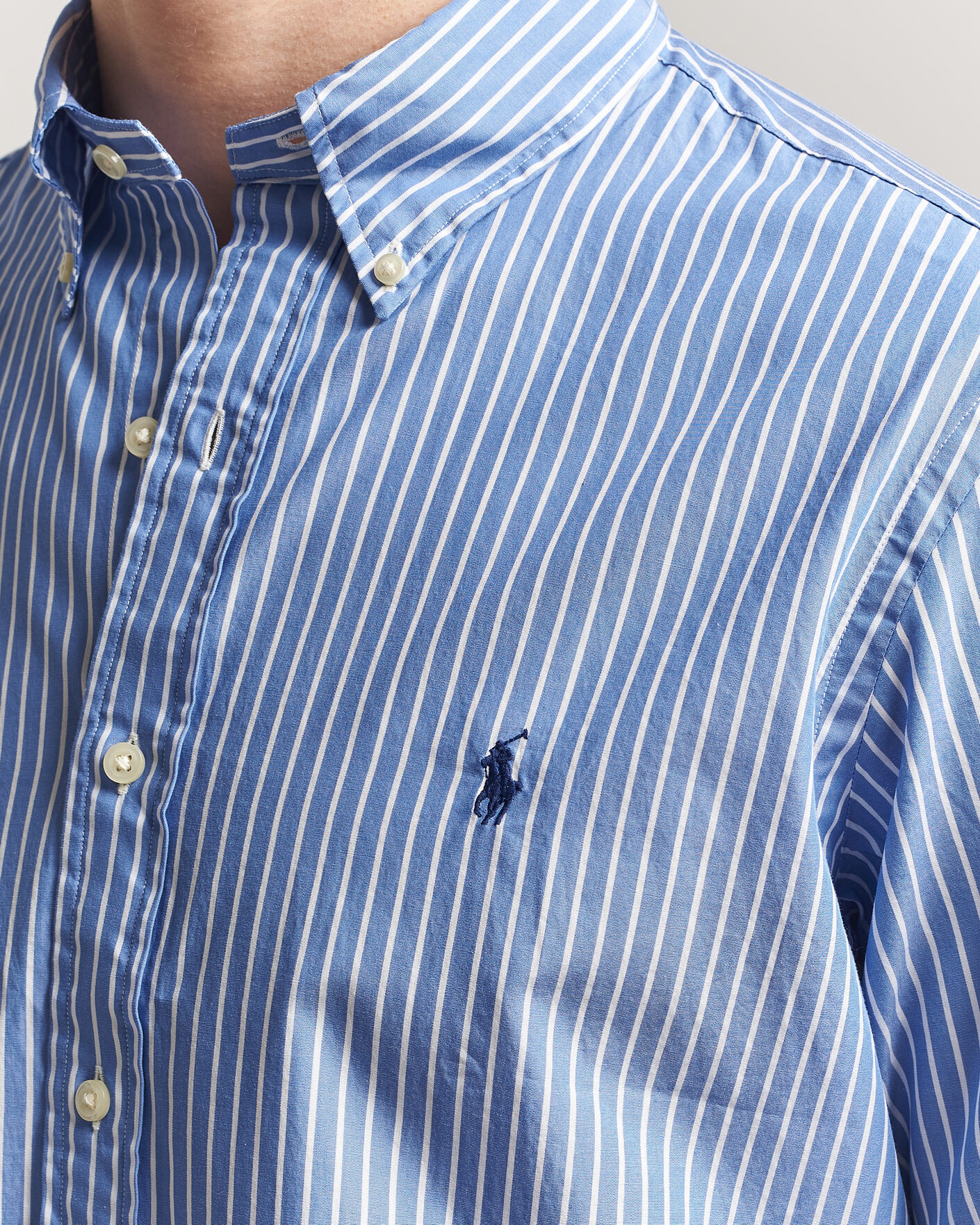 Herren | Hemden | Polo Ralph Lauren | Custom Fit Poplin Striped Shirt Medium Blue