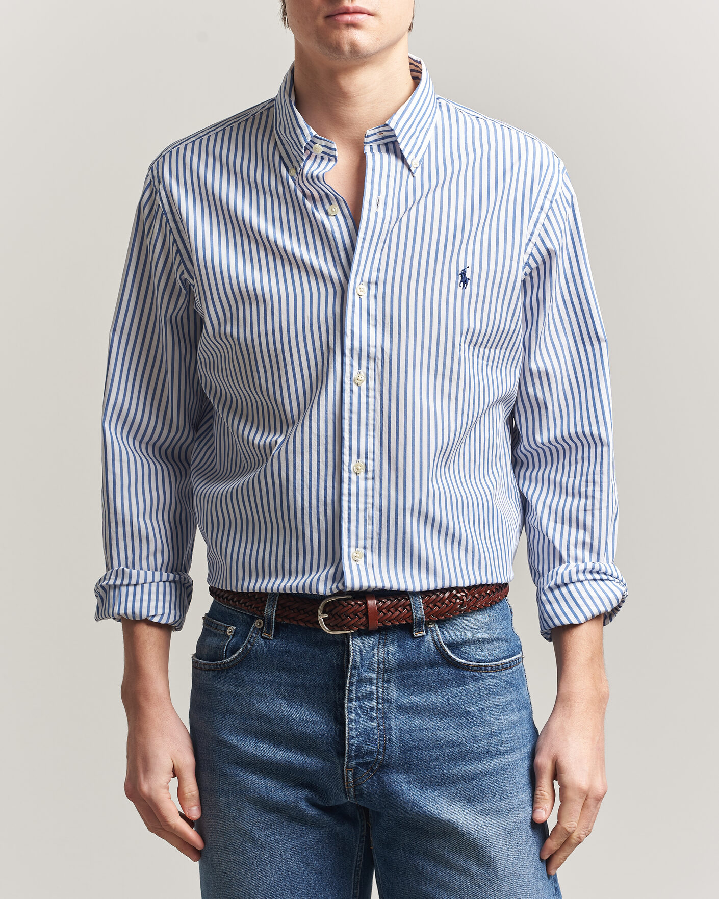 Herren | Hemden | Polo Ralph Lauren | Custom Fit Poplin Striped Shirt Blue
