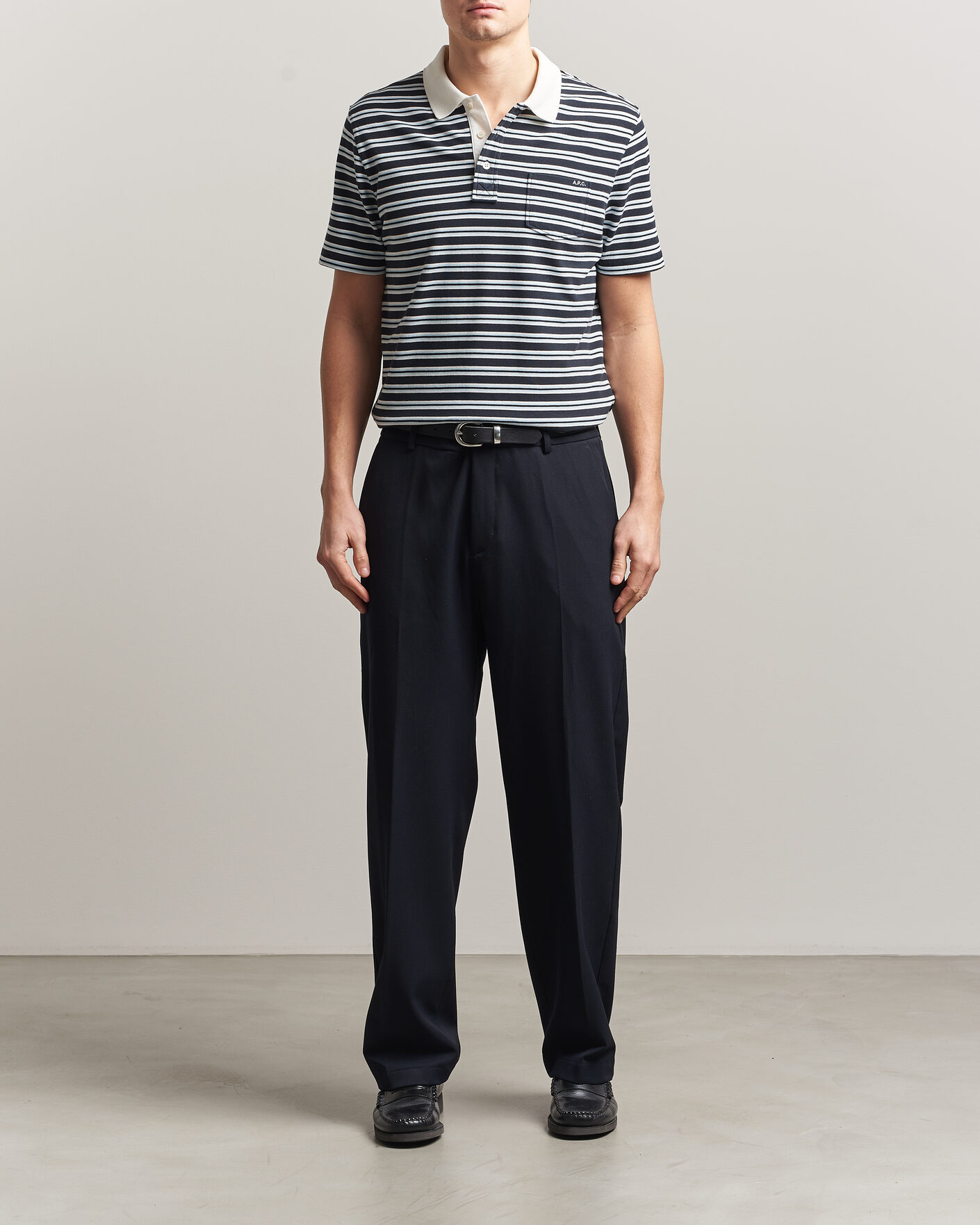 Herren | Poloshirts | A.P.C. | Oscar Striped Polo Dark Navy