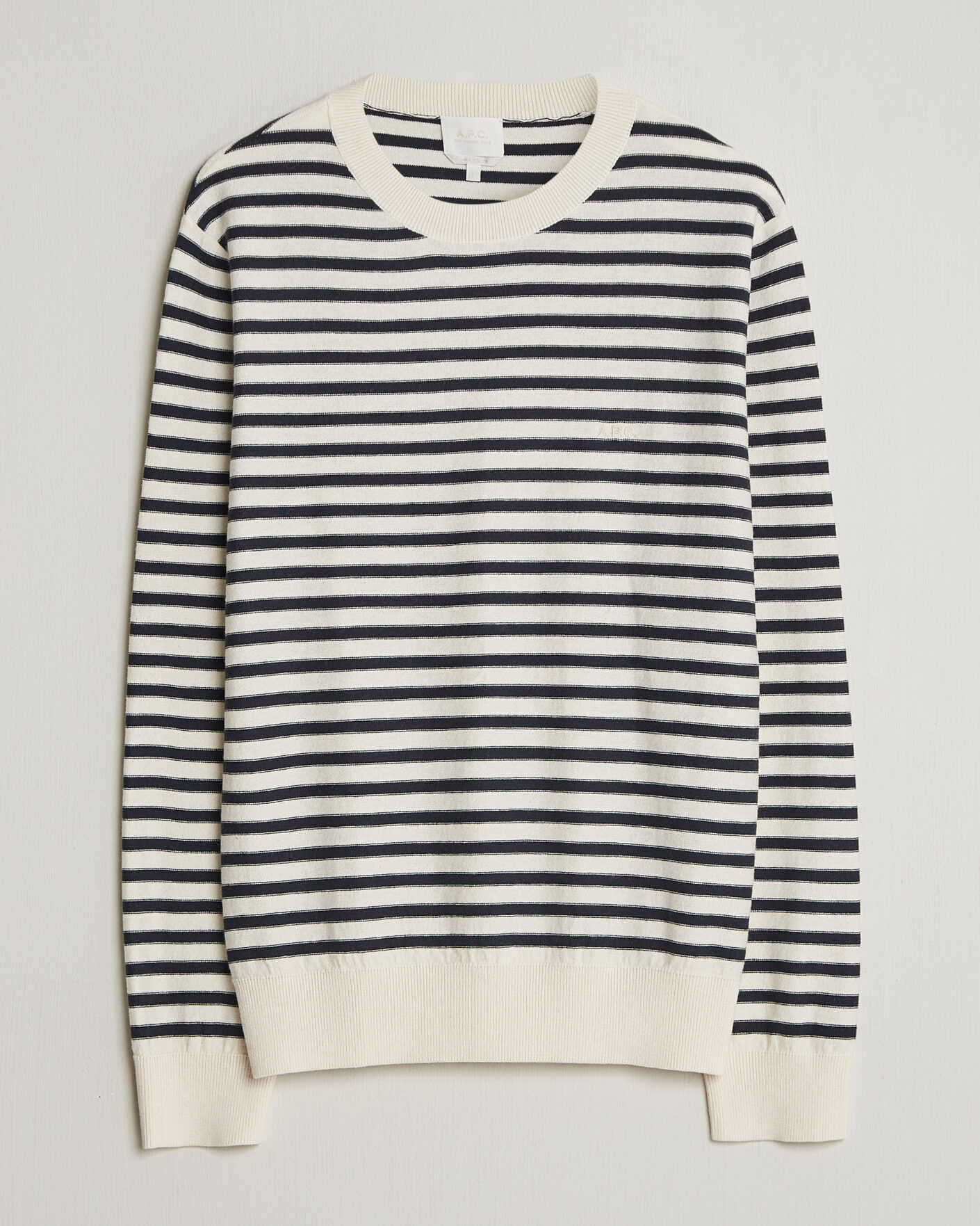 Herren | Pullover | A.P.C. | Paul Striped Knitted Sweater Ecru/Dark Navy