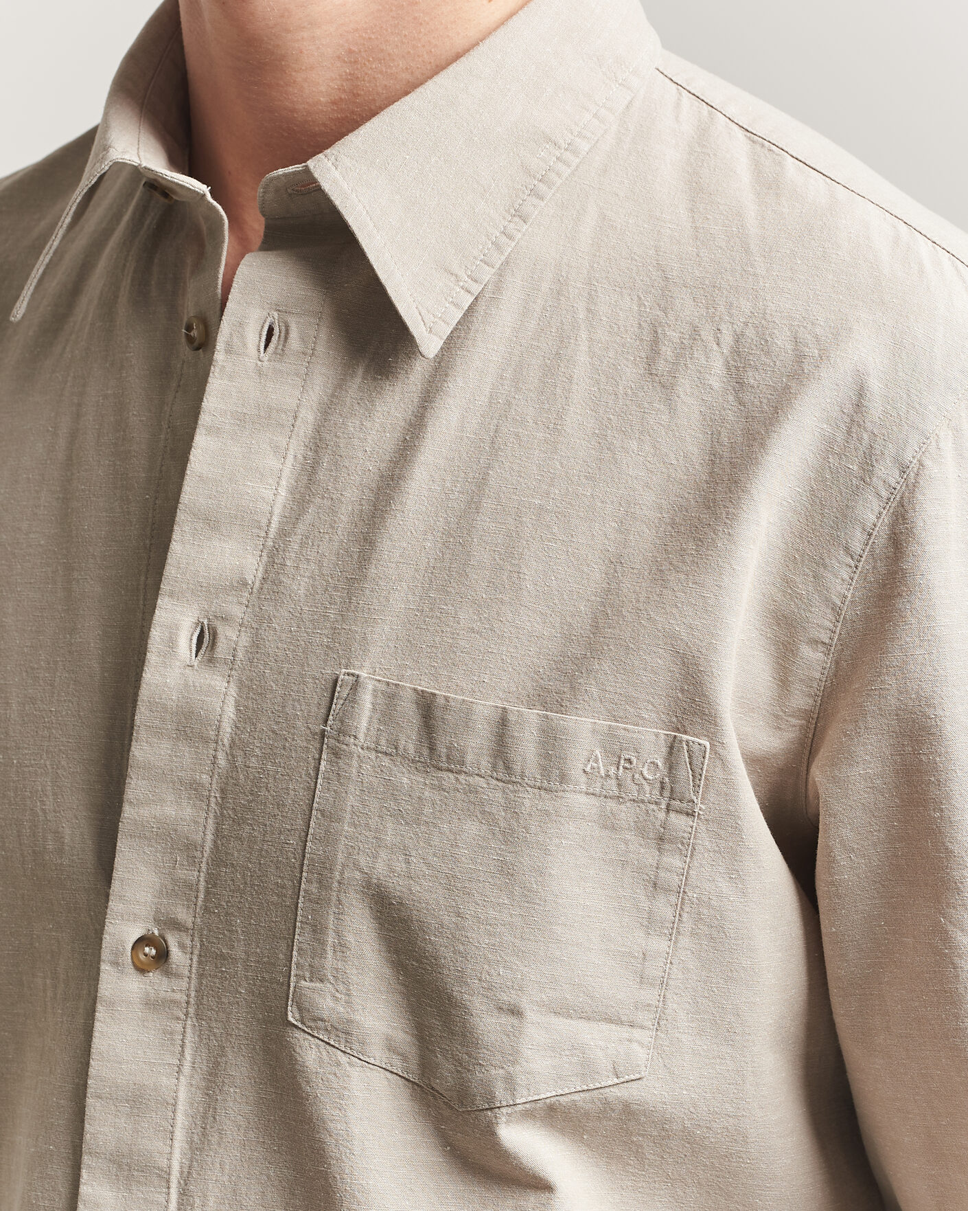 Herren | Hemden | A.P.C. | Harris Cotton/Linen Shirt Sage Green