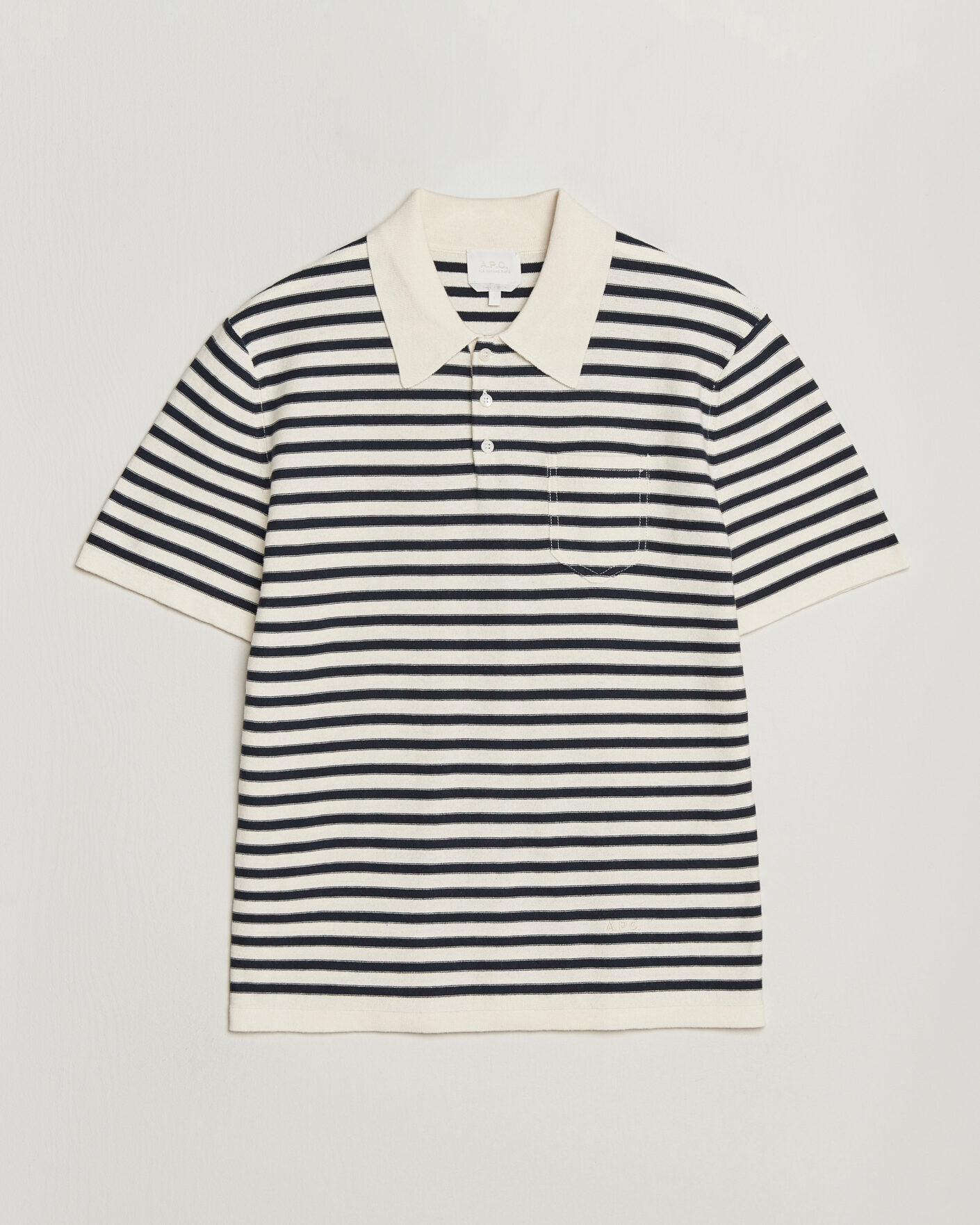Herren | Poloshirts | A.P.C. | Eliot Cotton/Cashmere Knitted Polo Ecru/Navy
