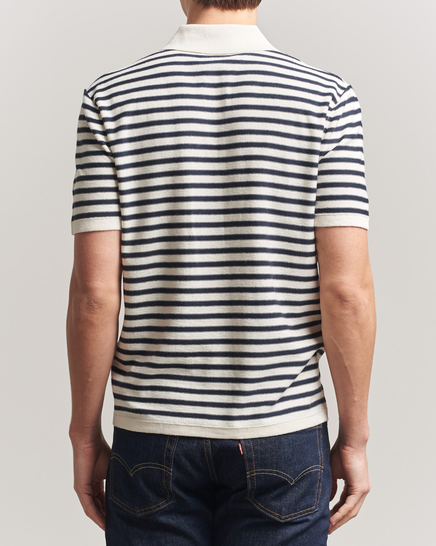 Herren | Poloshirts | A.P.C. | Eliot Cotton/Cashmere Knitted Polo Ecru/Navy