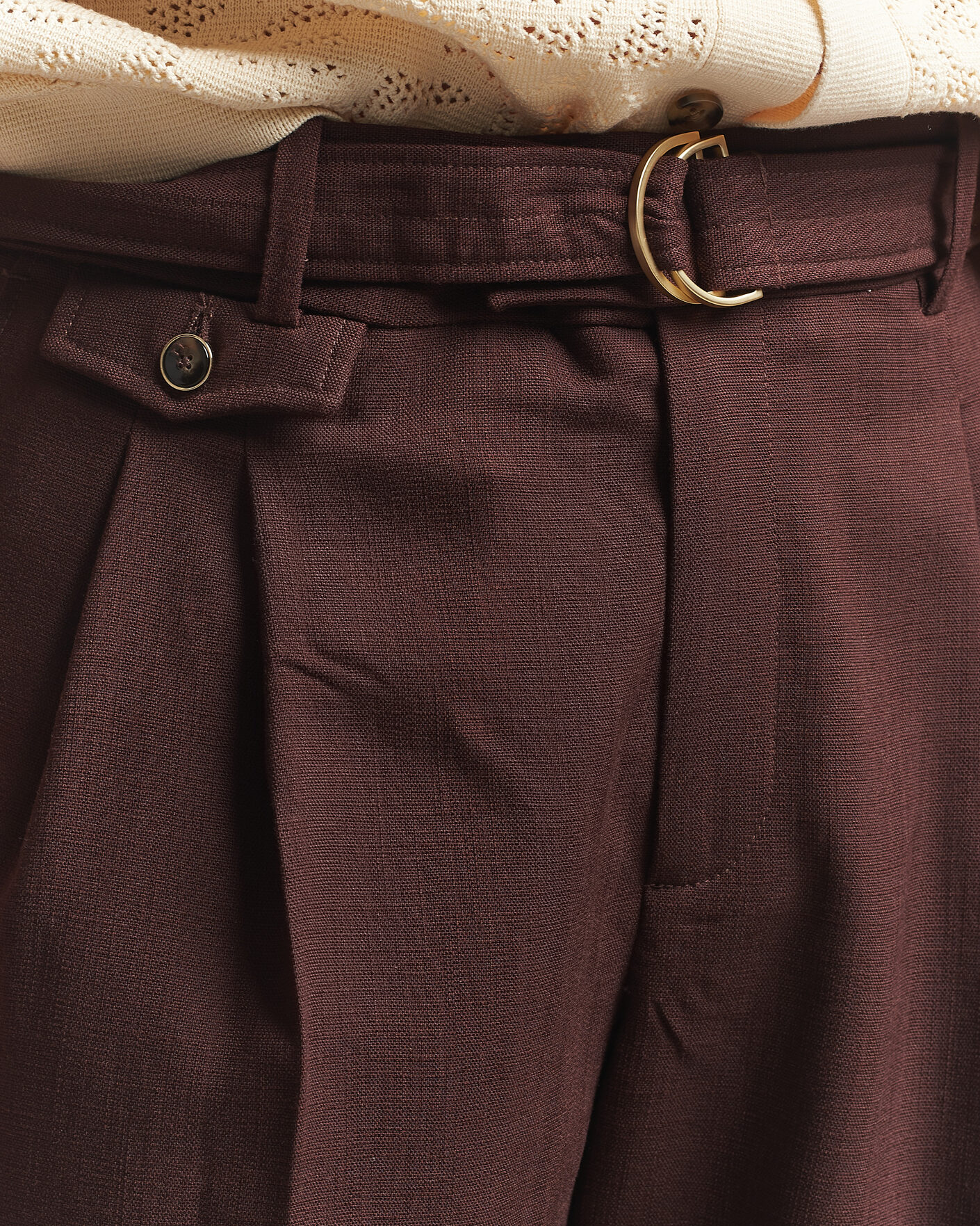 Herren | Hosen | Drôle de Monsieur | Viscose Pleated Trousers Brown