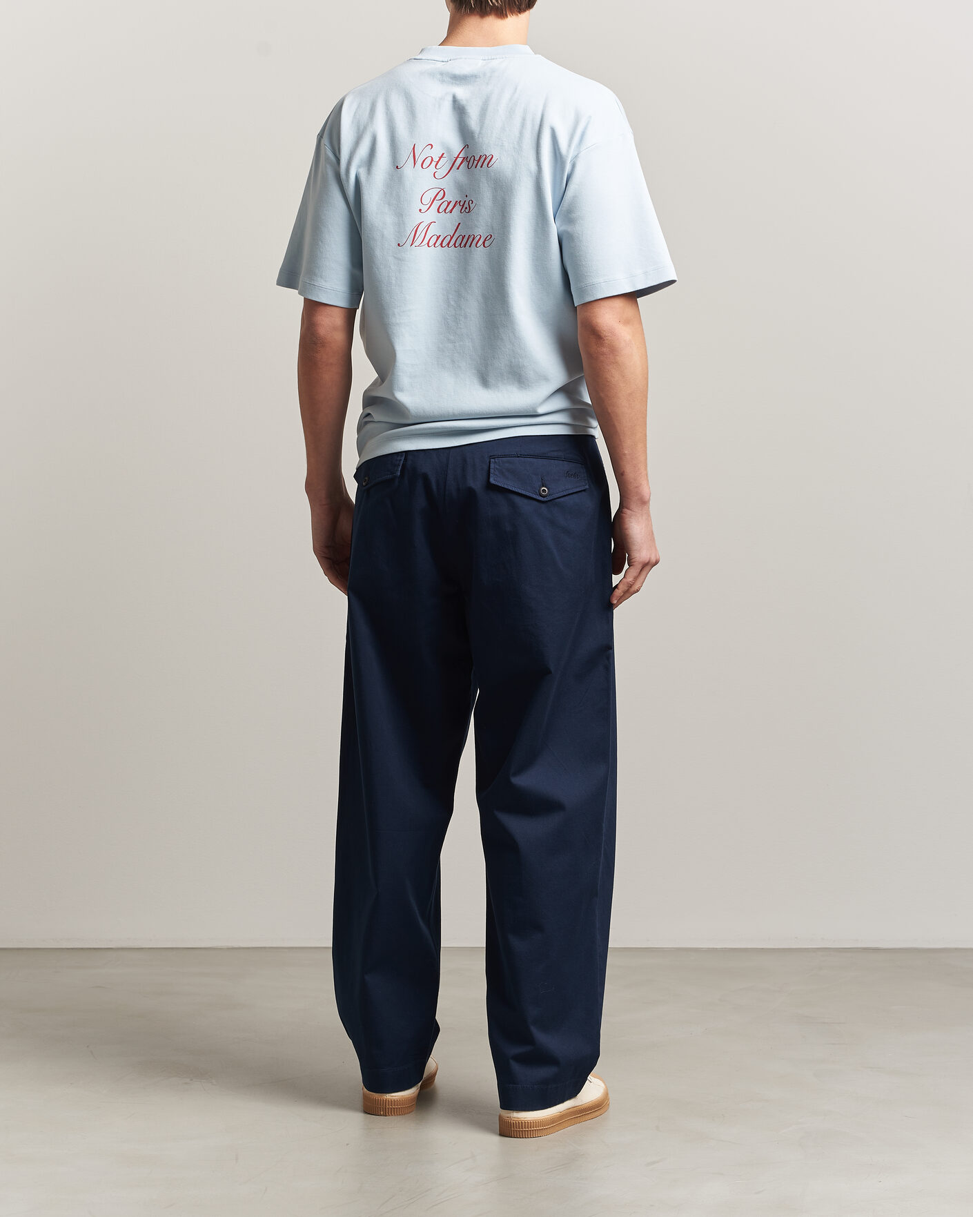 Herren | T-Shirts | Drôle de Monsieur | Slogan Cursive T-Shirt Light Blue