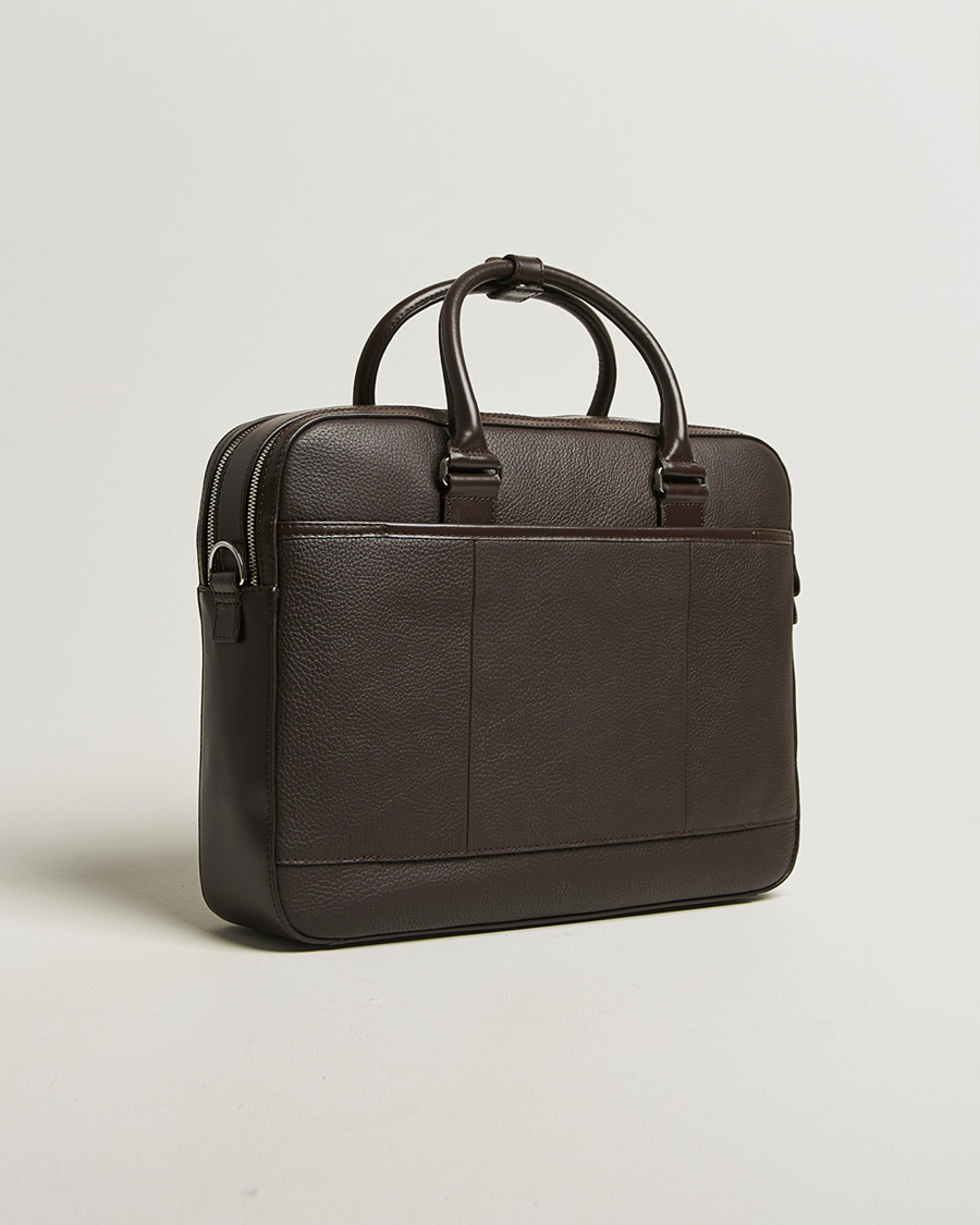 Herren | Taschen | Tiger of Sweden | Burin Grained Leather Briefcase Dark Brown