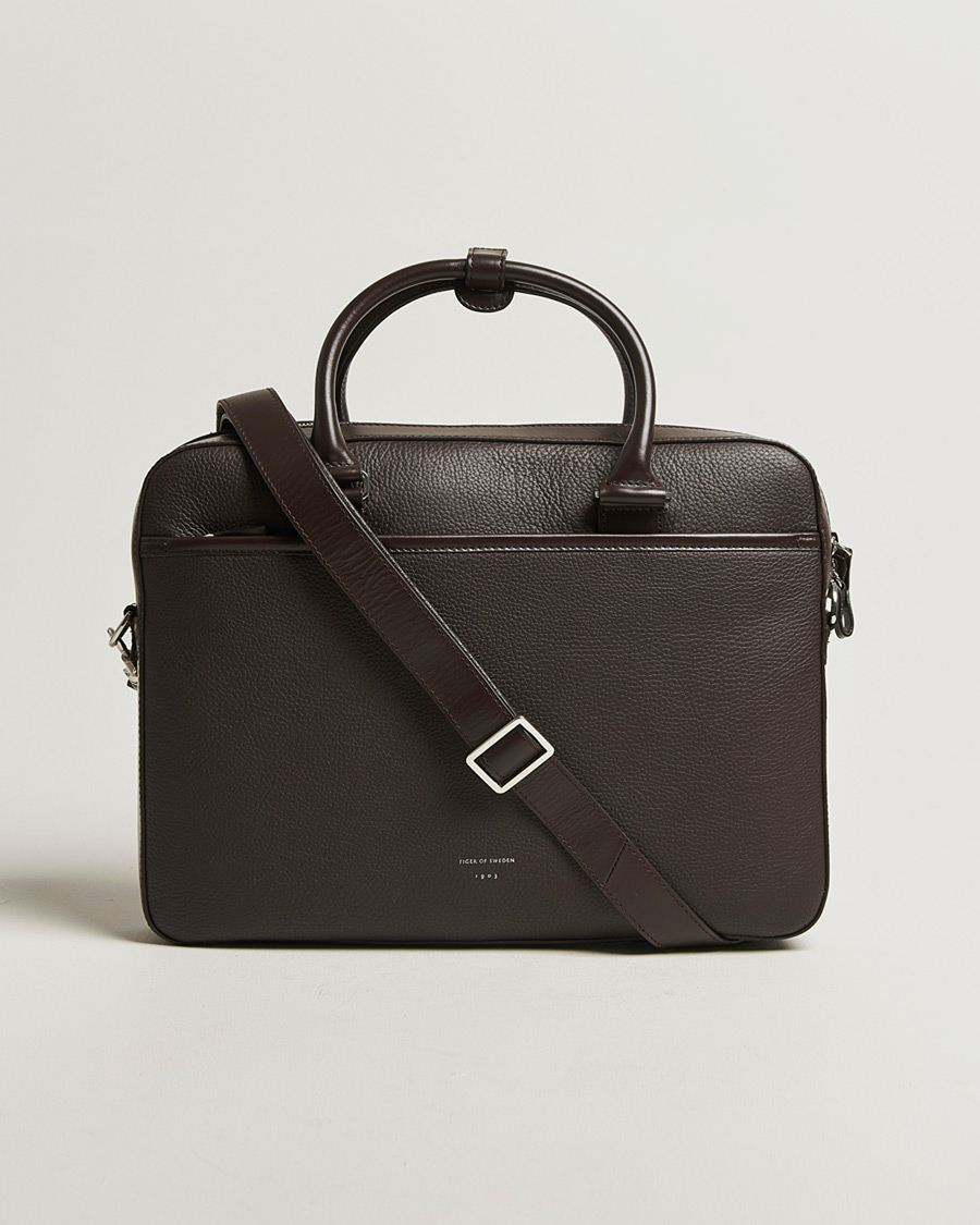 Herren | Taschen | Tiger of Sweden | Bosun Grained Leather Briefcase Dark Brown