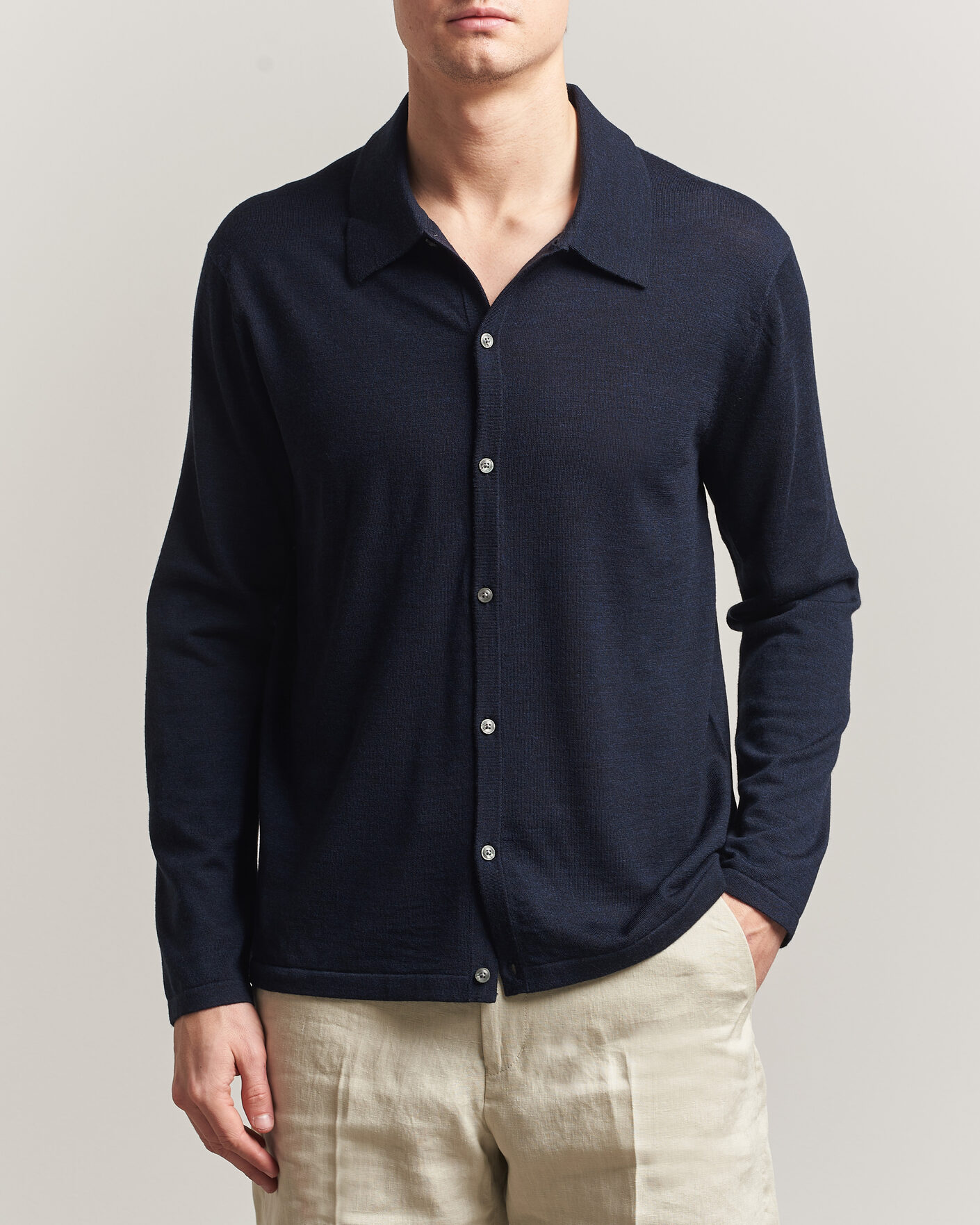 Herren | Pullover | Tiger of Sweden | Verklin Merino Knitted Cardigan Light Ink