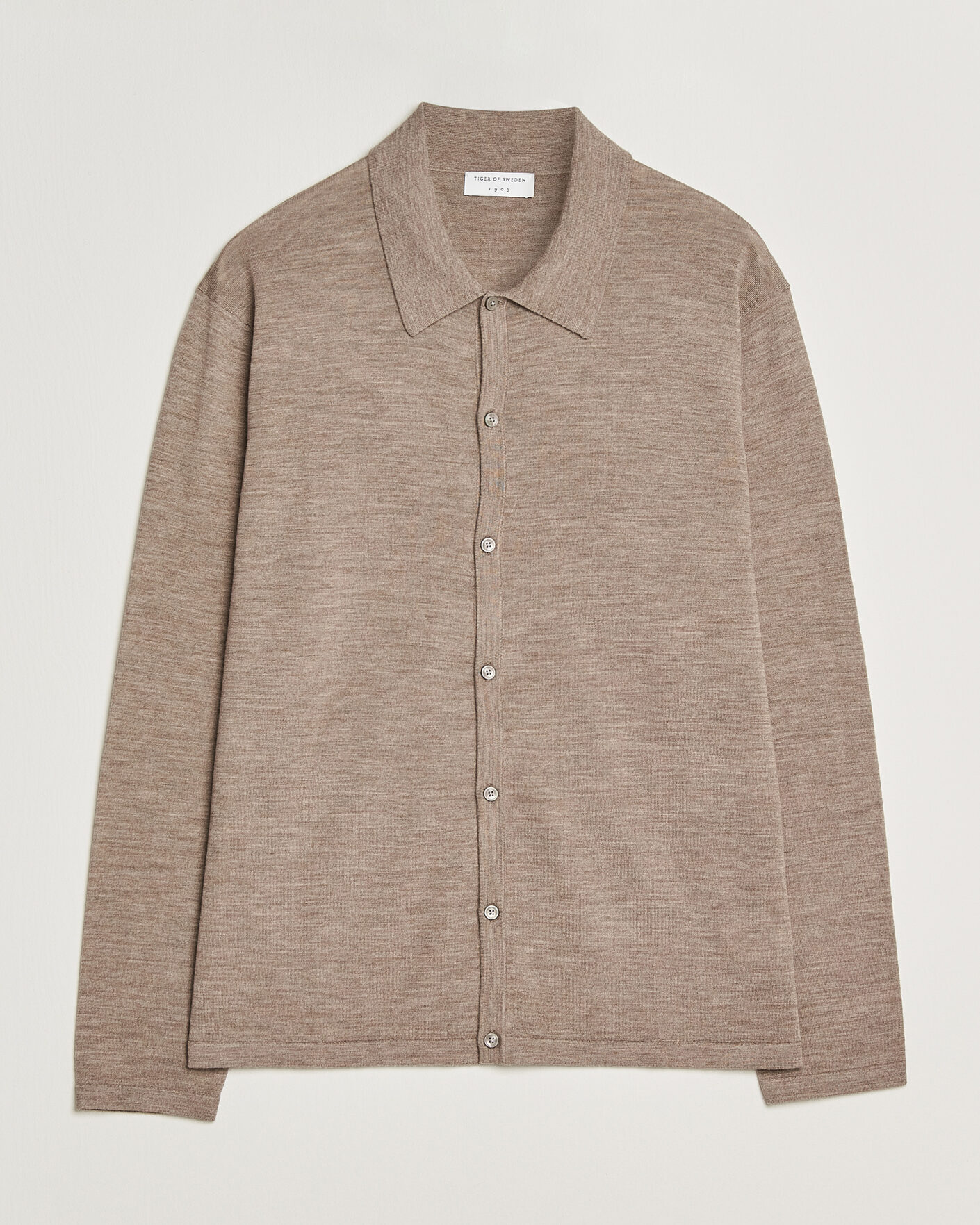 Herren | Pullover | Tiger of Sweden | Verklin Merino Knitted Cardigan Beige Melange