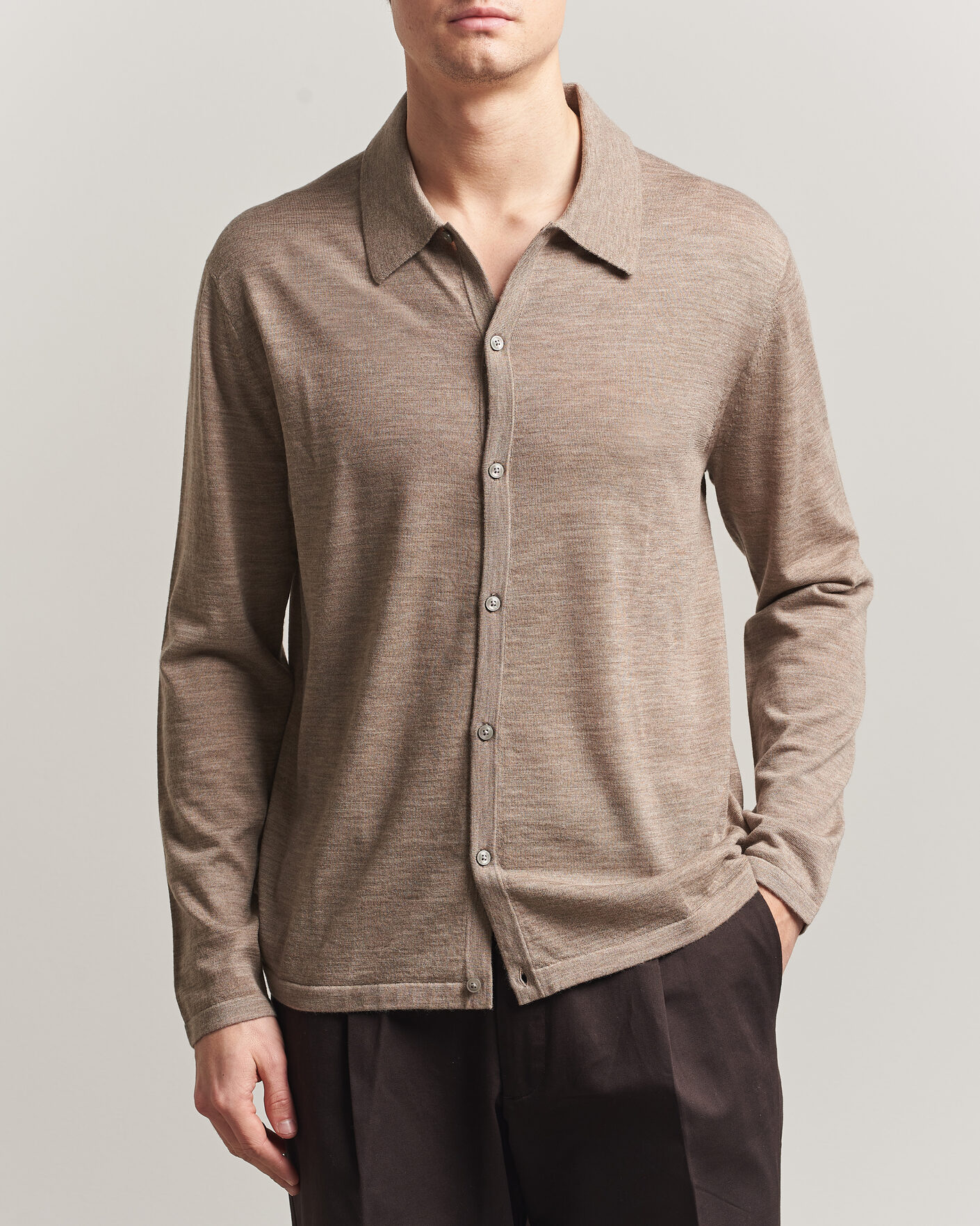 Herren | Pullover | Tiger of Sweden | Verklin Merino Knitted Cardigan Beige Melange