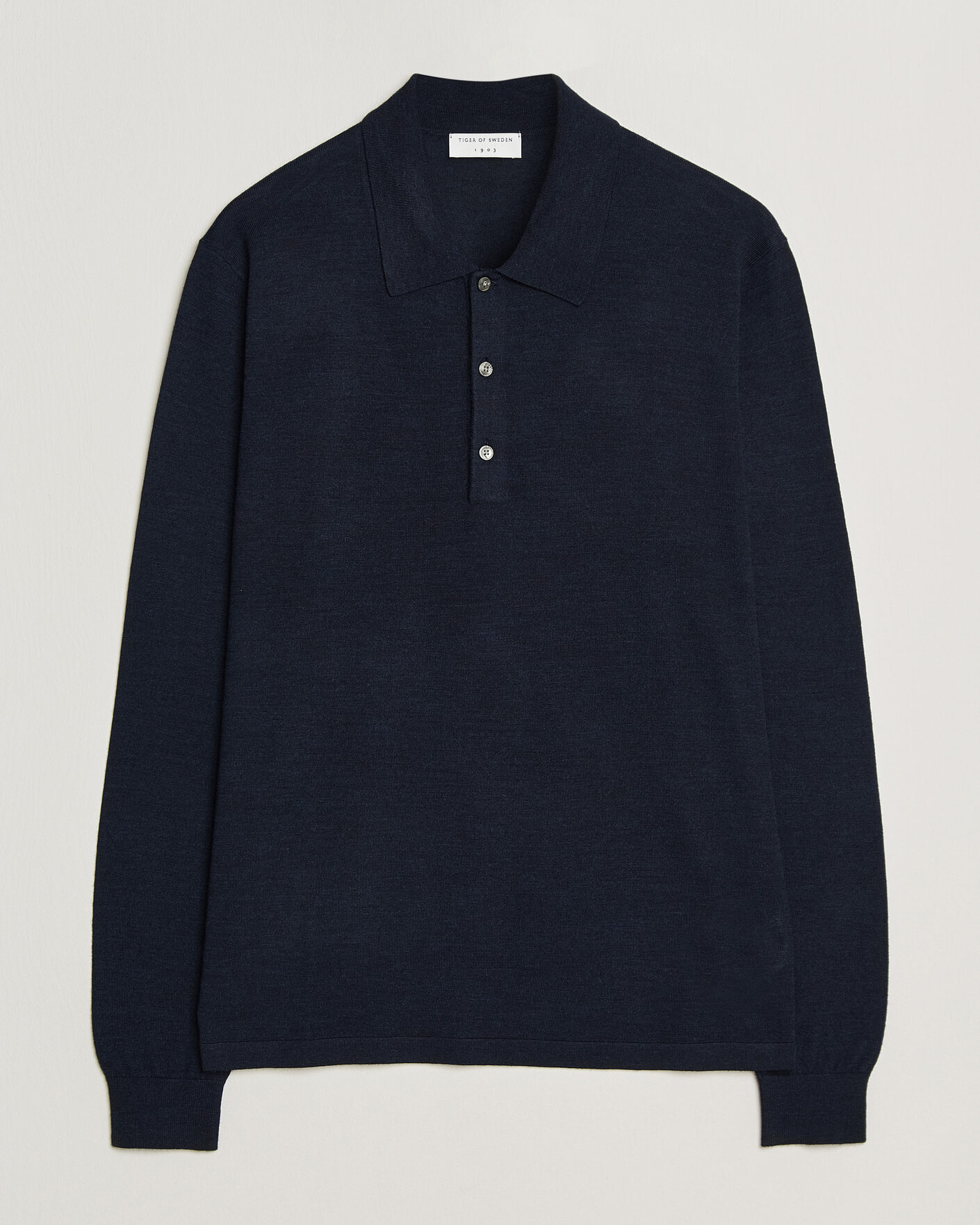 Herren | Pullover | Tiger of Sweden | Eross Merino Knitted Polo Light Ink
