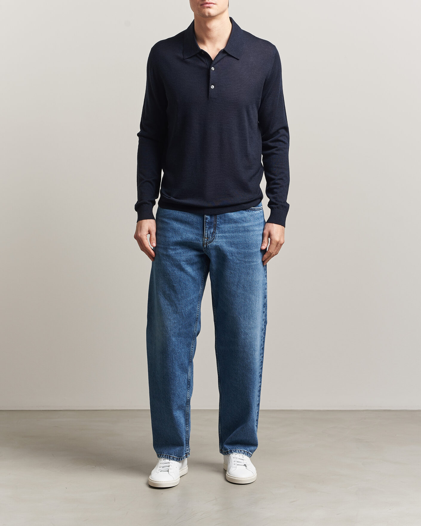 Herren | Pullover | Tiger of Sweden | Eross Merino Knitted Polo Light Ink