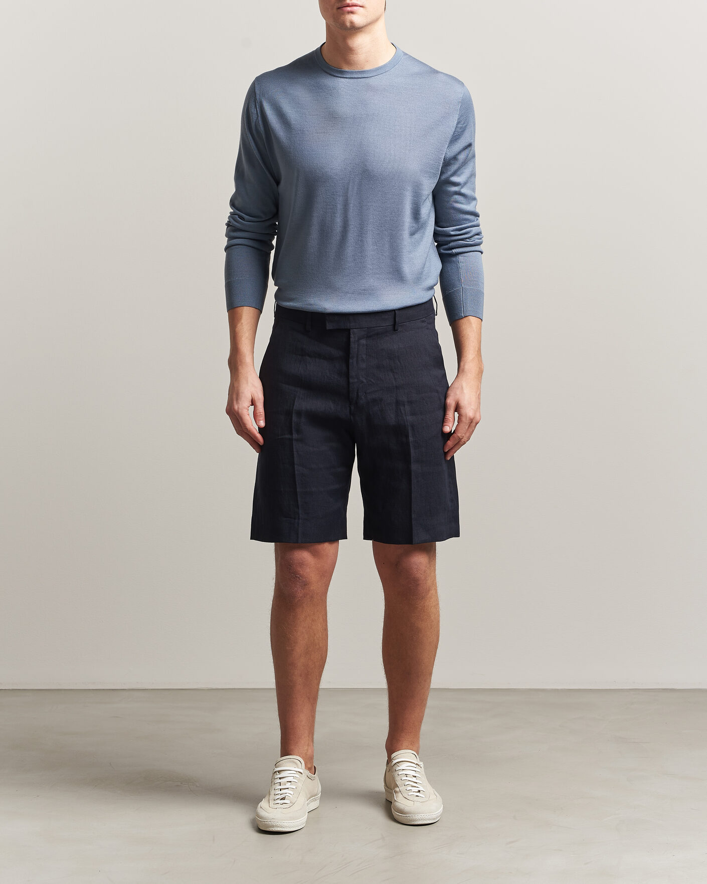 Herren | Pullover | Tiger of Sweden | Connor Merino Knitted Crew Neck Dull Blue