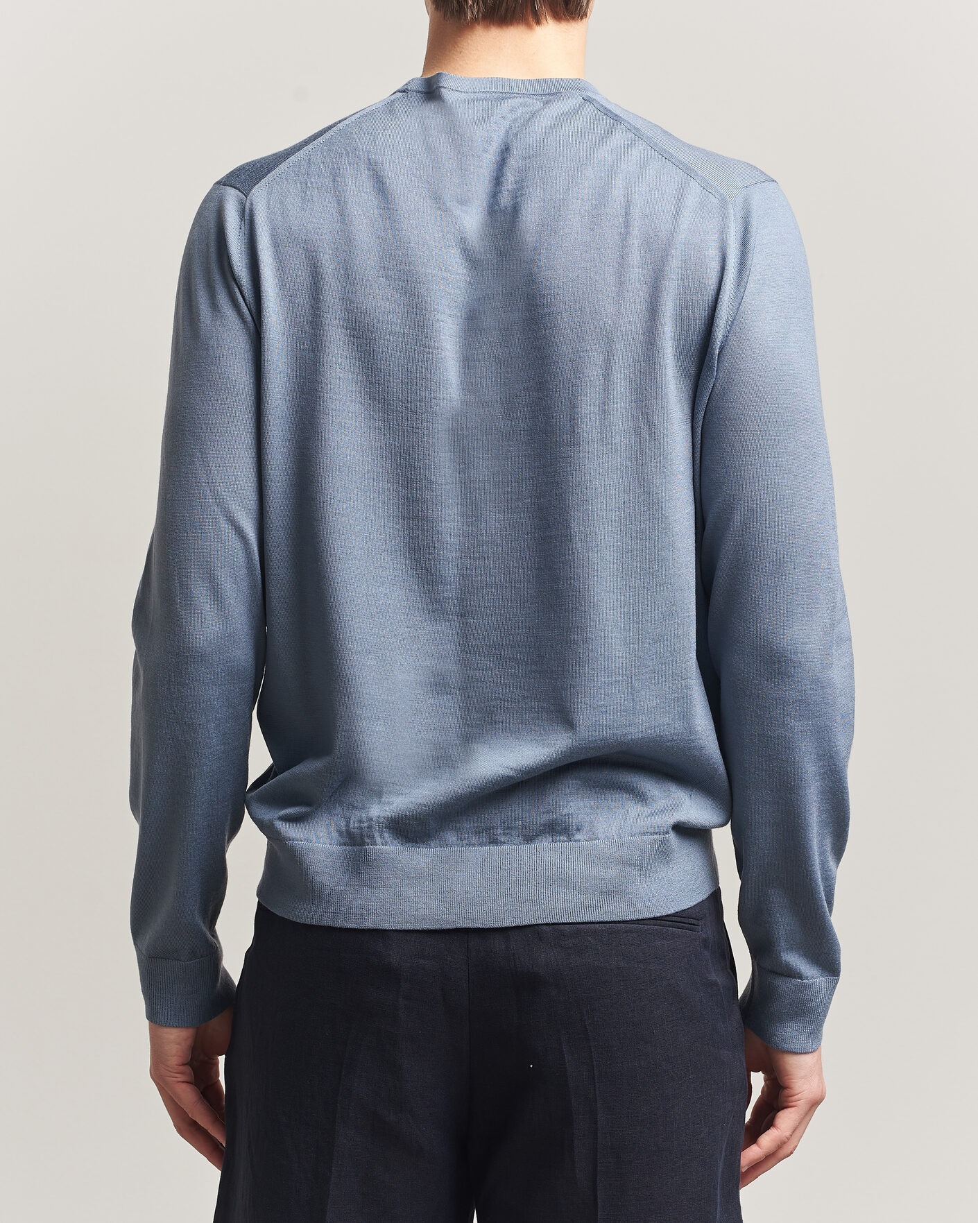 Herren | Pullover | Tiger of Sweden | Connor Merino Knitted Crew Neck Dull Blue