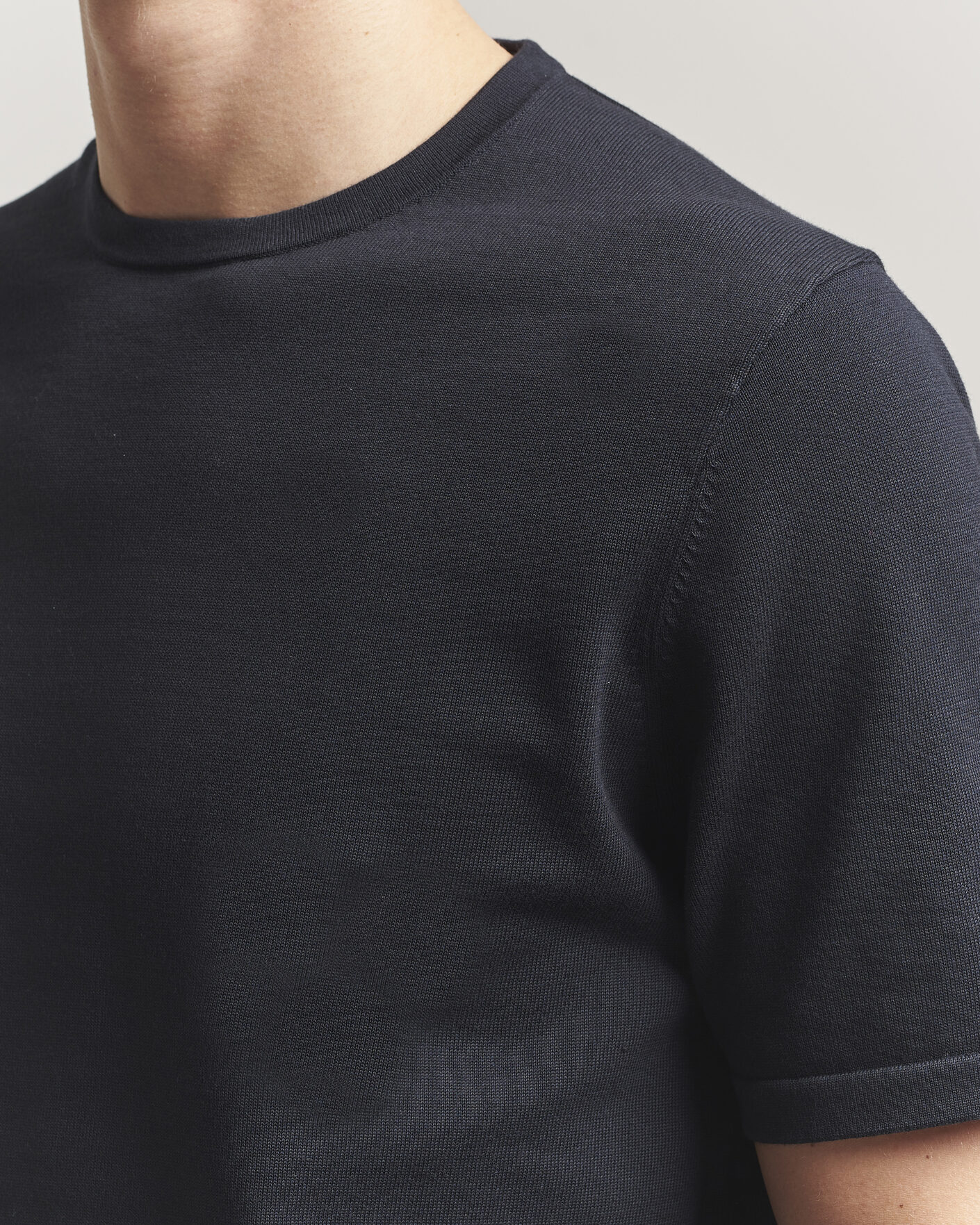 Herren | T-Shirts | Tiger of Sweden | Connor Cotton Knitted T-Shirt Light Ink