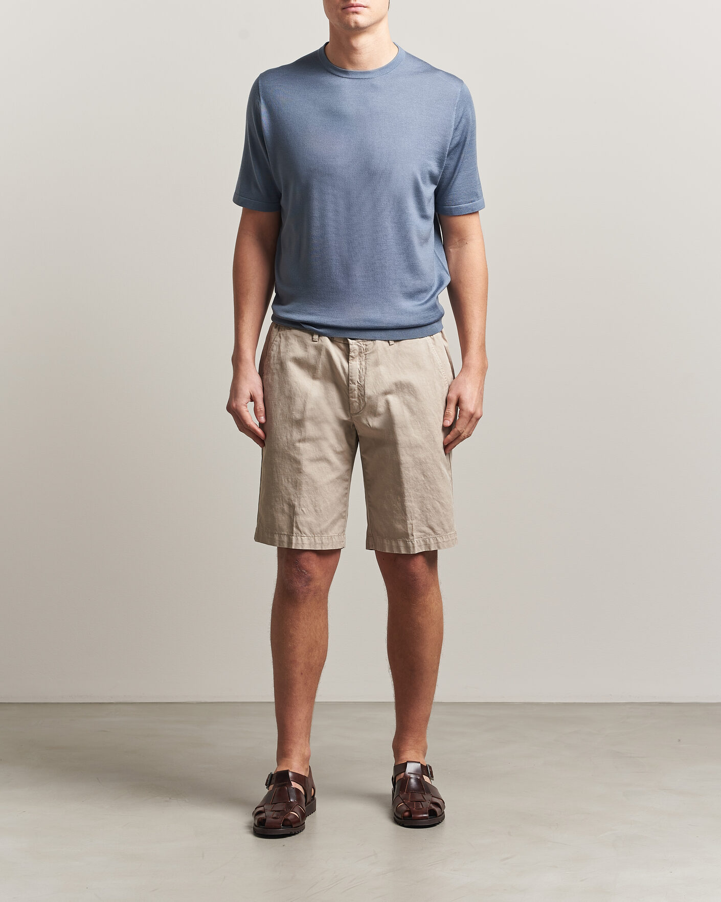 Herren | T-Shirts | Tiger of Sweden | Connor Merino Knitted T-Shirt Dull Blue