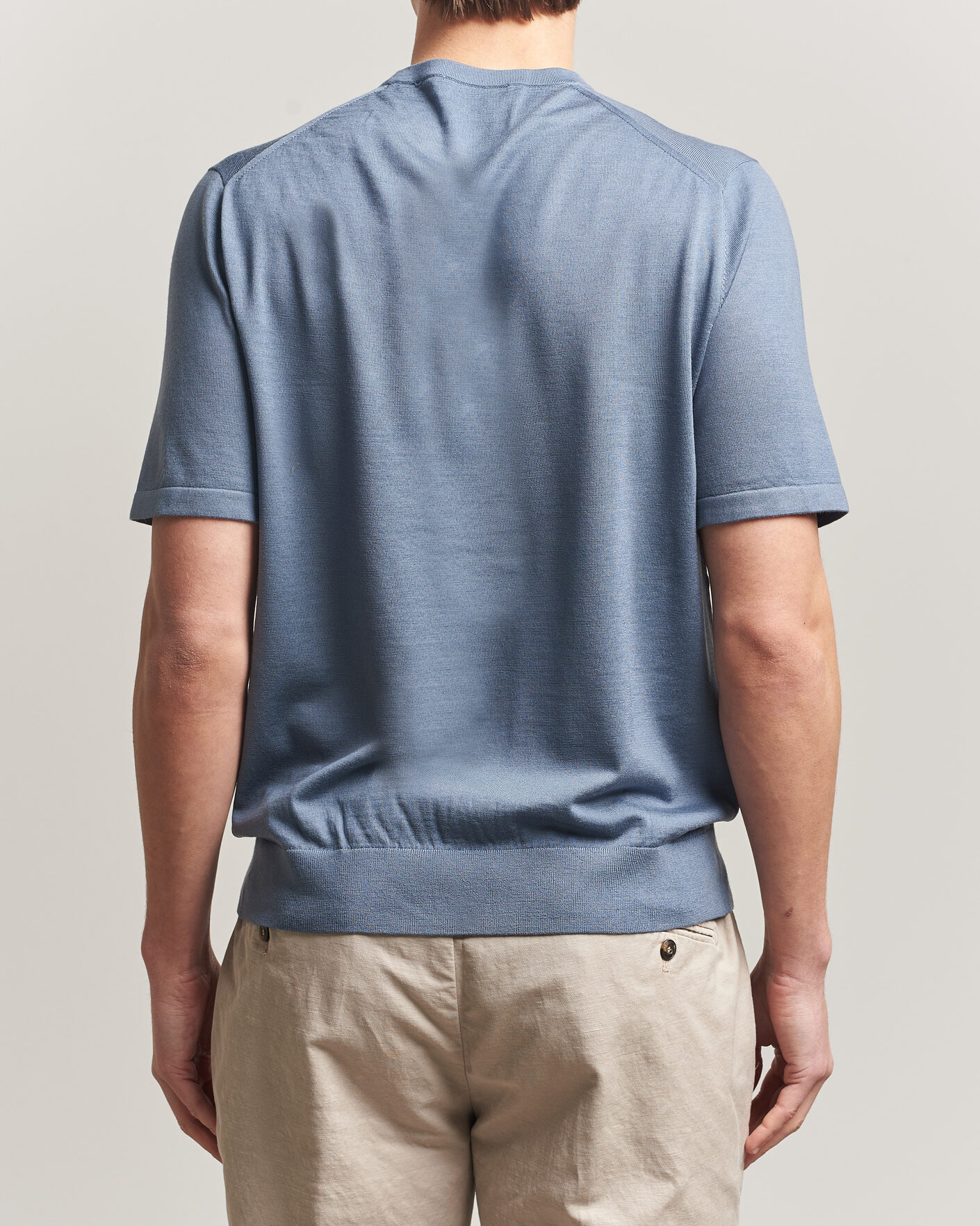 Herren | T-Shirts | Tiger of Sweden | Connor Merino Knitted T-Shirt Dull Blue