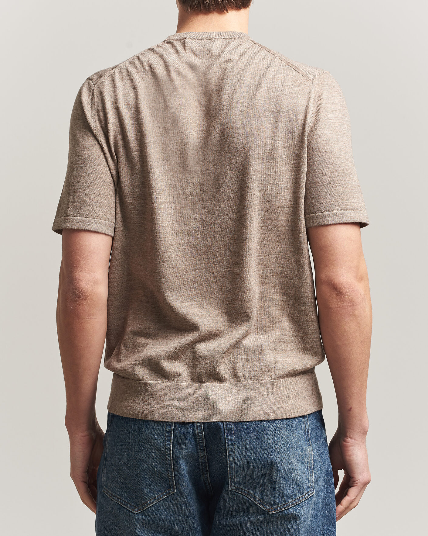 Herren | T-Shirts | Tiger of Sweden | Connor Merino Knitted T-Shirt Beige Melange