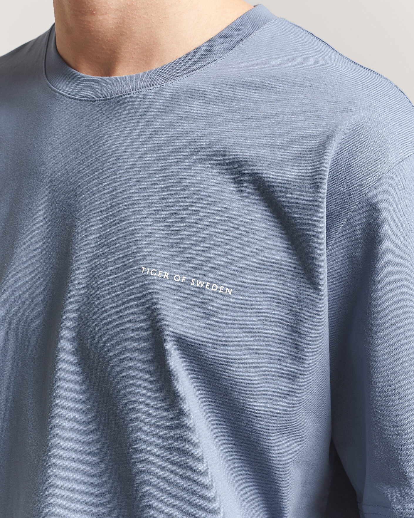 Herren | T-Shirts | Tiger of Sweden | Pro Logo Crew Neck T-Shirt Dull Blue