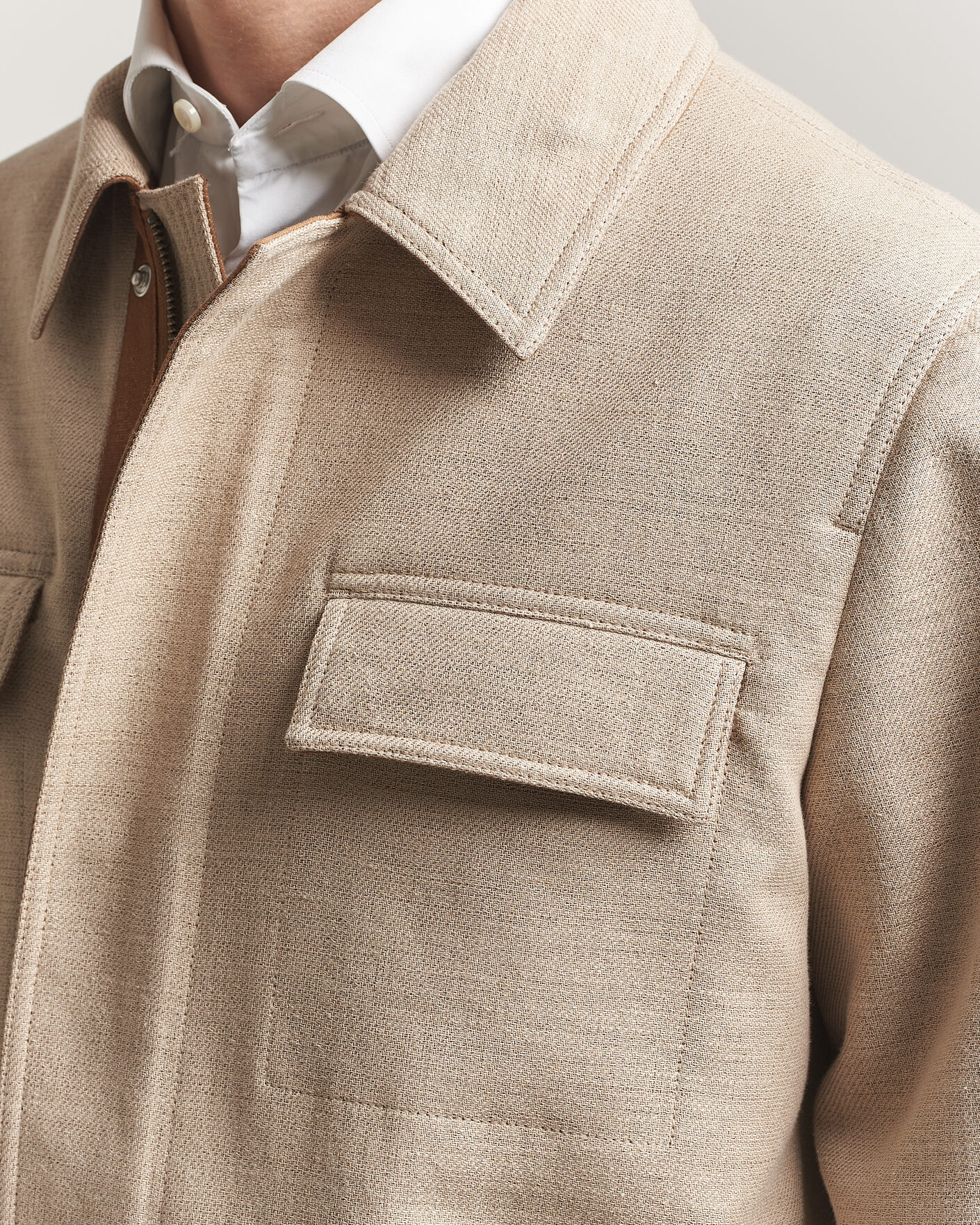 Herren | Jacken | Tiger of Sweden | Sandser Cotton/Linen Field Jacket Soft Latte