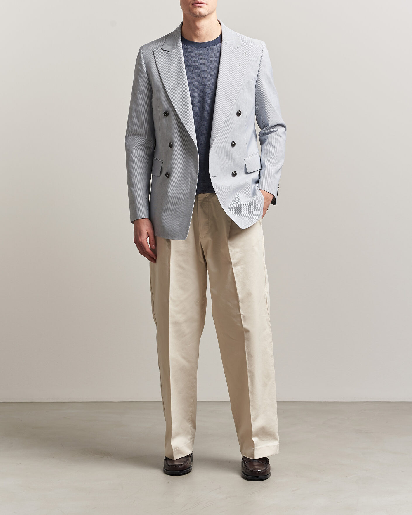 Herren | Sakkos | Tiger of Sweden | Ease Cotton Double Breasted Blazer Thunder Blue