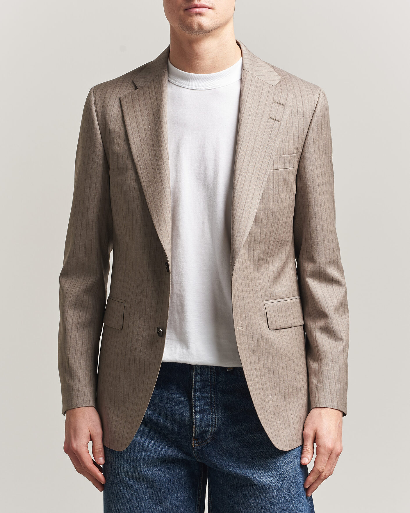 Herren | Sakkos | Tiger of Sweden | Ease Wool Pinstriped Blazer Clay