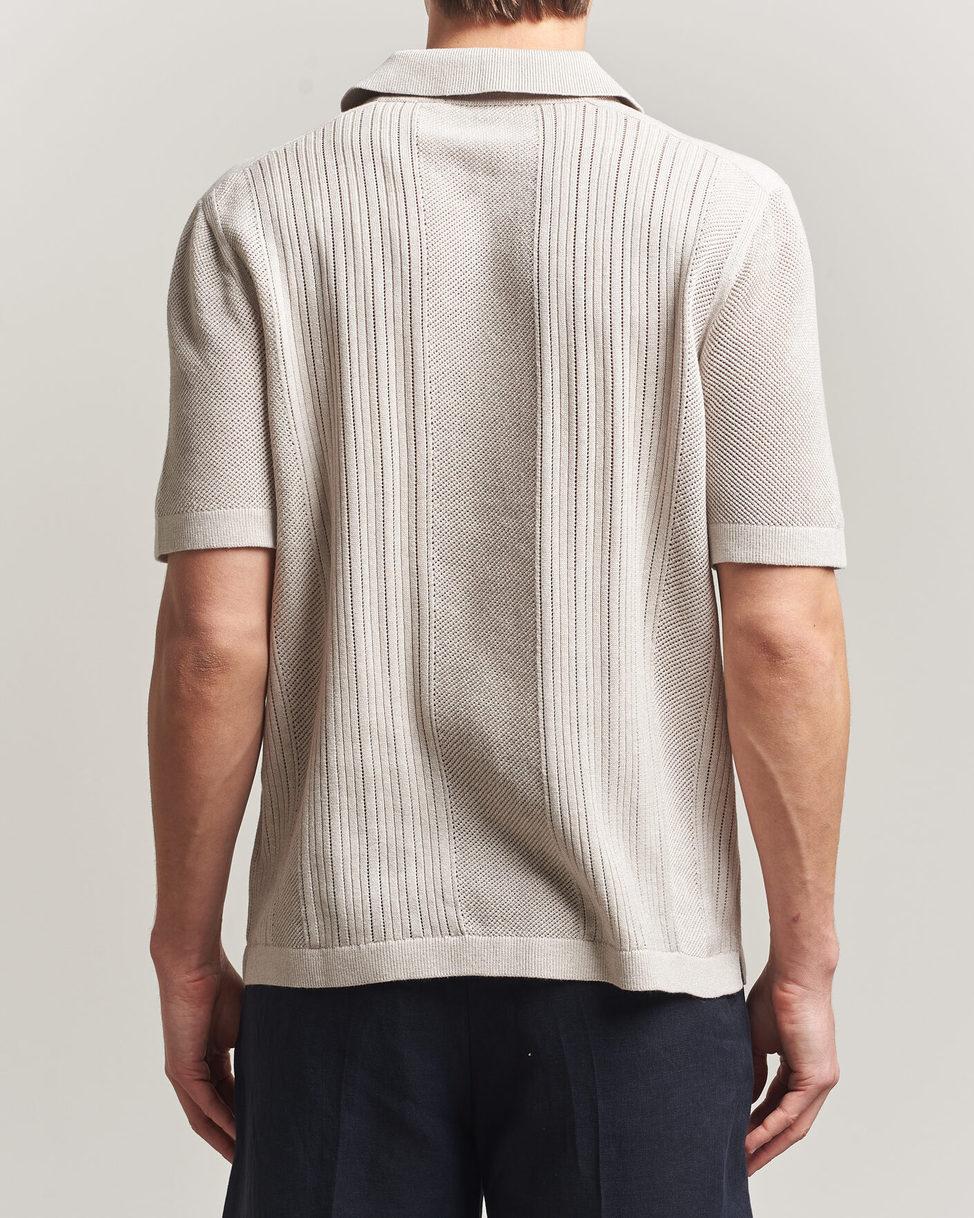 Herren | Poloshirts | Tiger of Sweden | Eoin Wool/Linen Knitted Polo Ivory