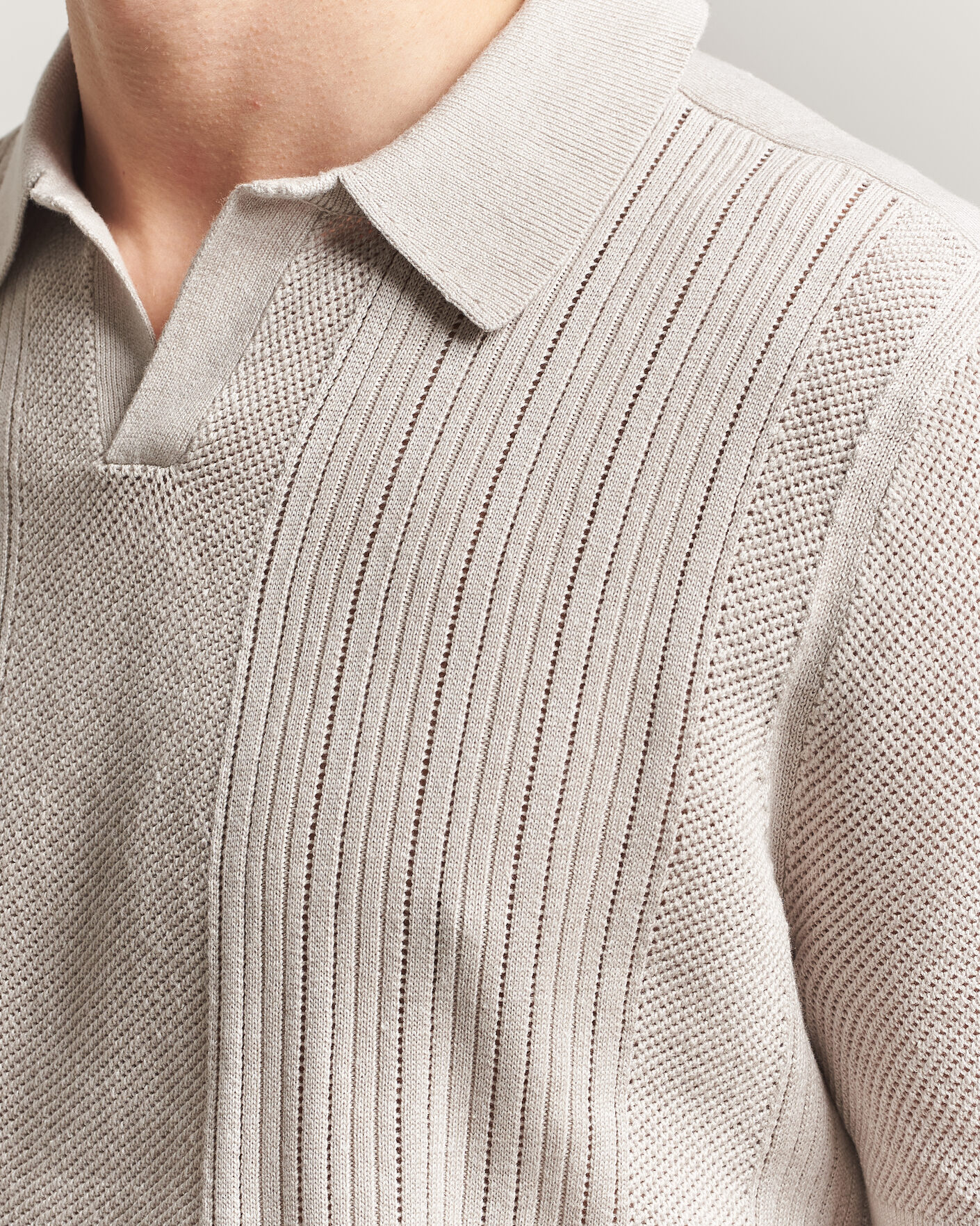 Herren | Poloshirts | Tiger of Sweden | Eoin Wool/Linen Knitted Polo Ivory
