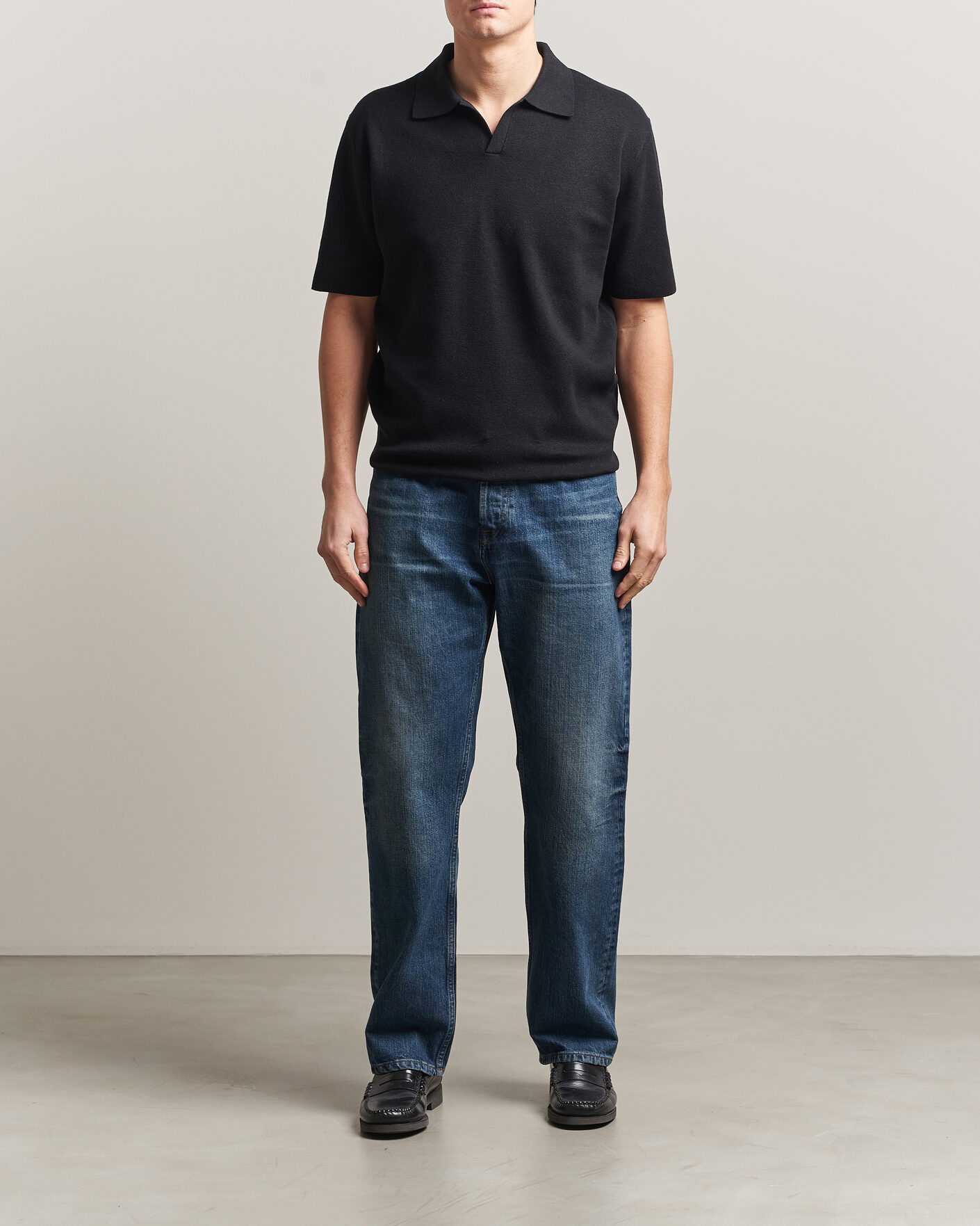Herren | Poloshirts | Tiger of Sweden | Maelon Cotton/Linen Knitted Polo Black