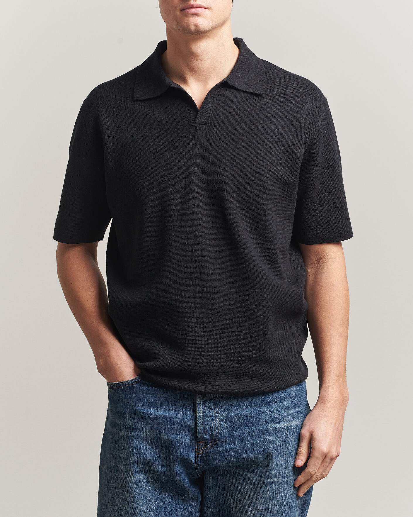 Herren | Poloshirts | Tiger of Sweden | Maelon Cotton/Linen Knitted Polo Black