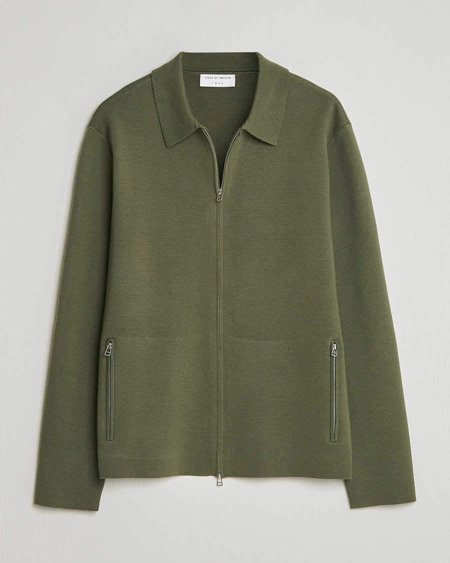 Herren | Pullover | Tiger of Sweden | Celyn Knitted Full Zip Kalamata Green