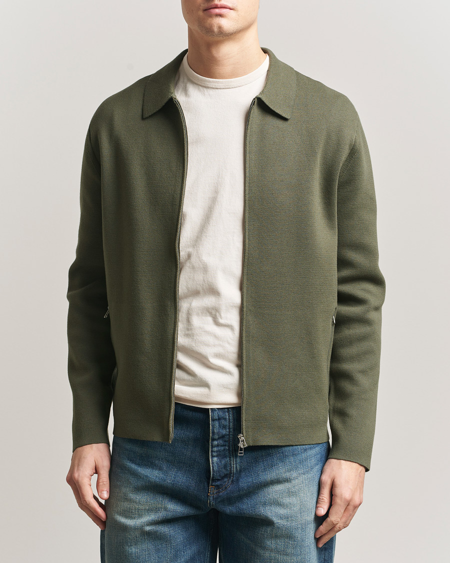 Herren | Pullover | Tiger of Sweden | Celyn Knitted Full Zip Kalamata Green