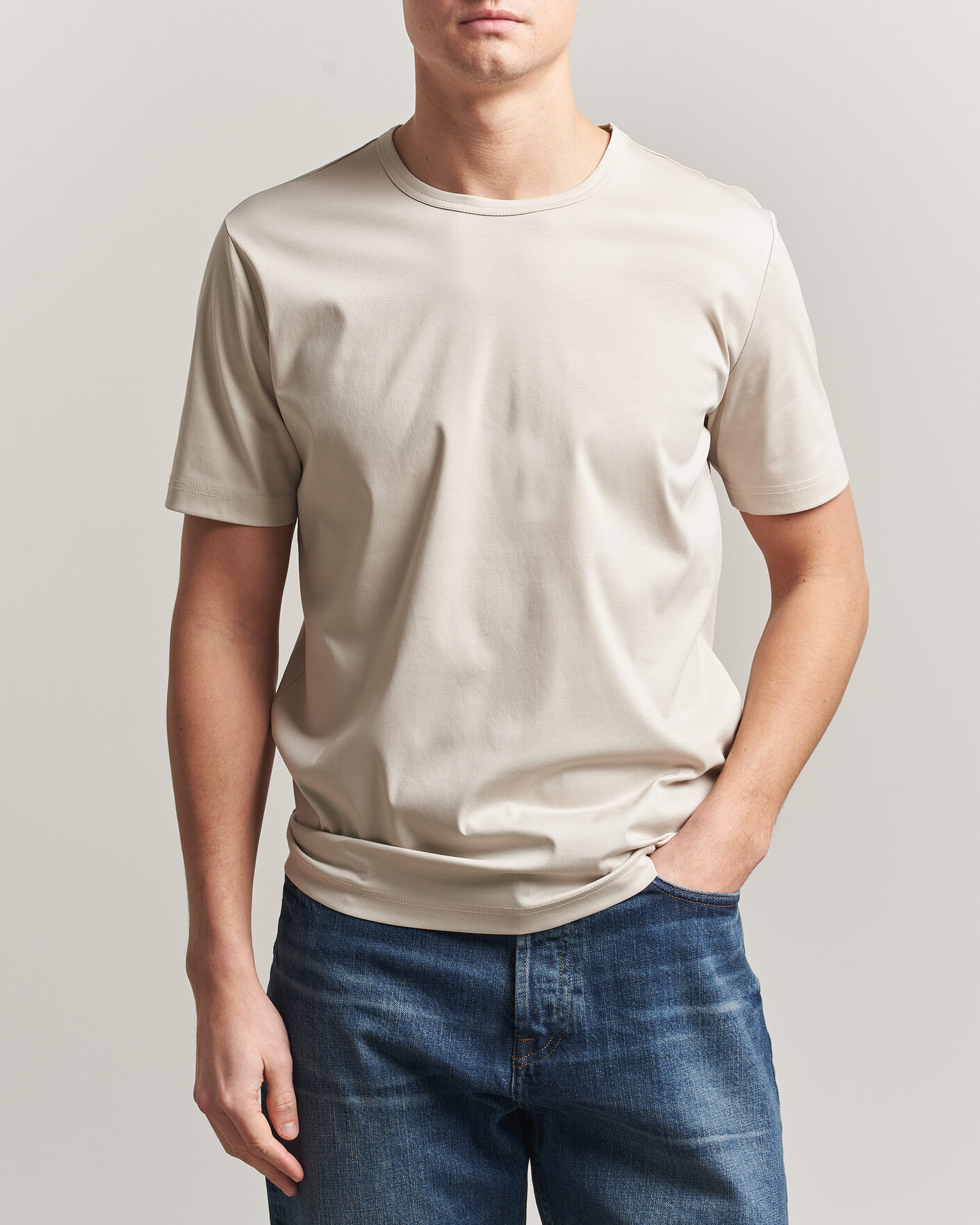 Herren | T-Shirts | Tiger of Sweden | Olaf Mercerized Cotton T-Shirt Seline Grey