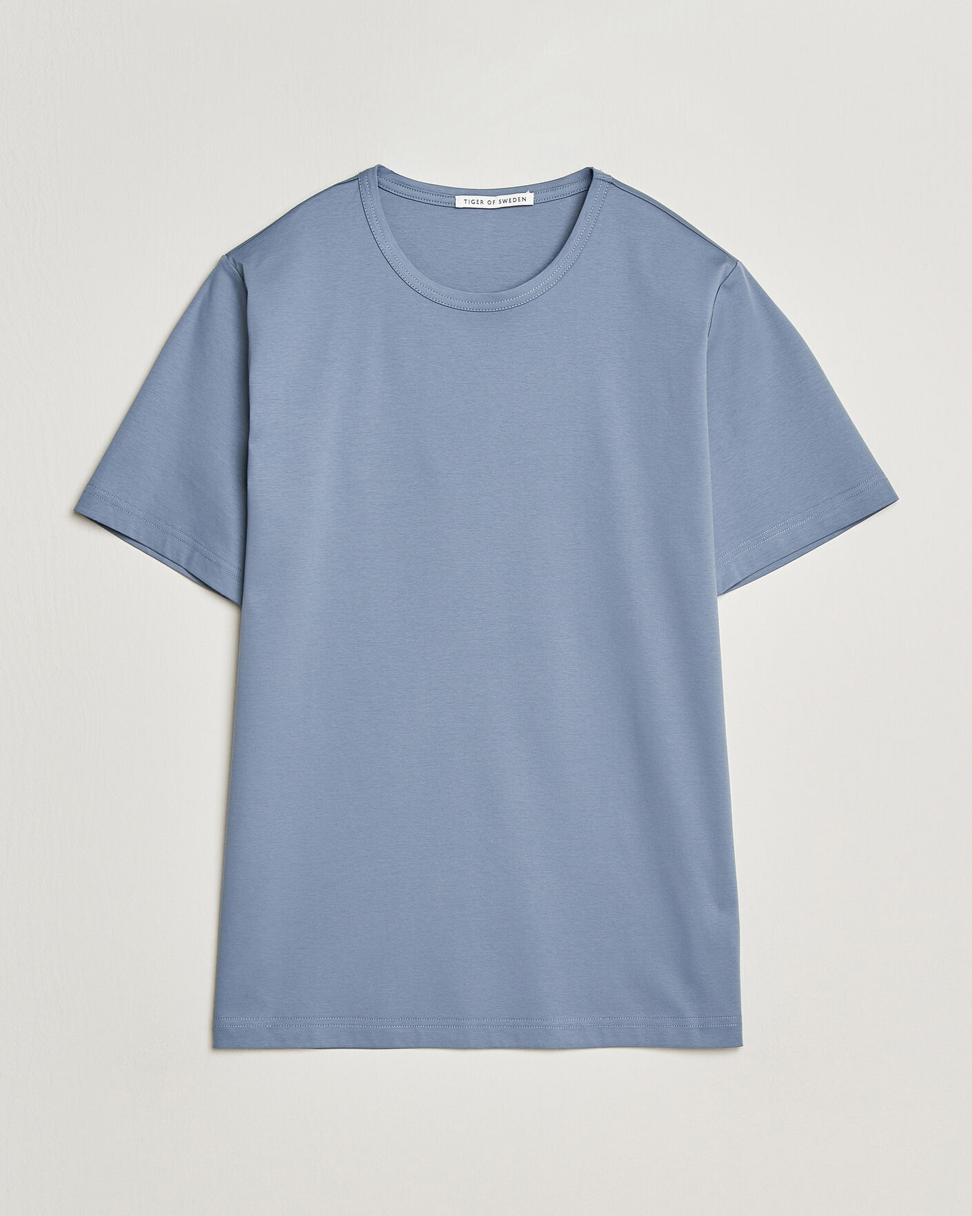 Herren | T-Shirts | Tiger of Sweden | Olaf Mercerized Cotton T-Shirt Dull Blue
