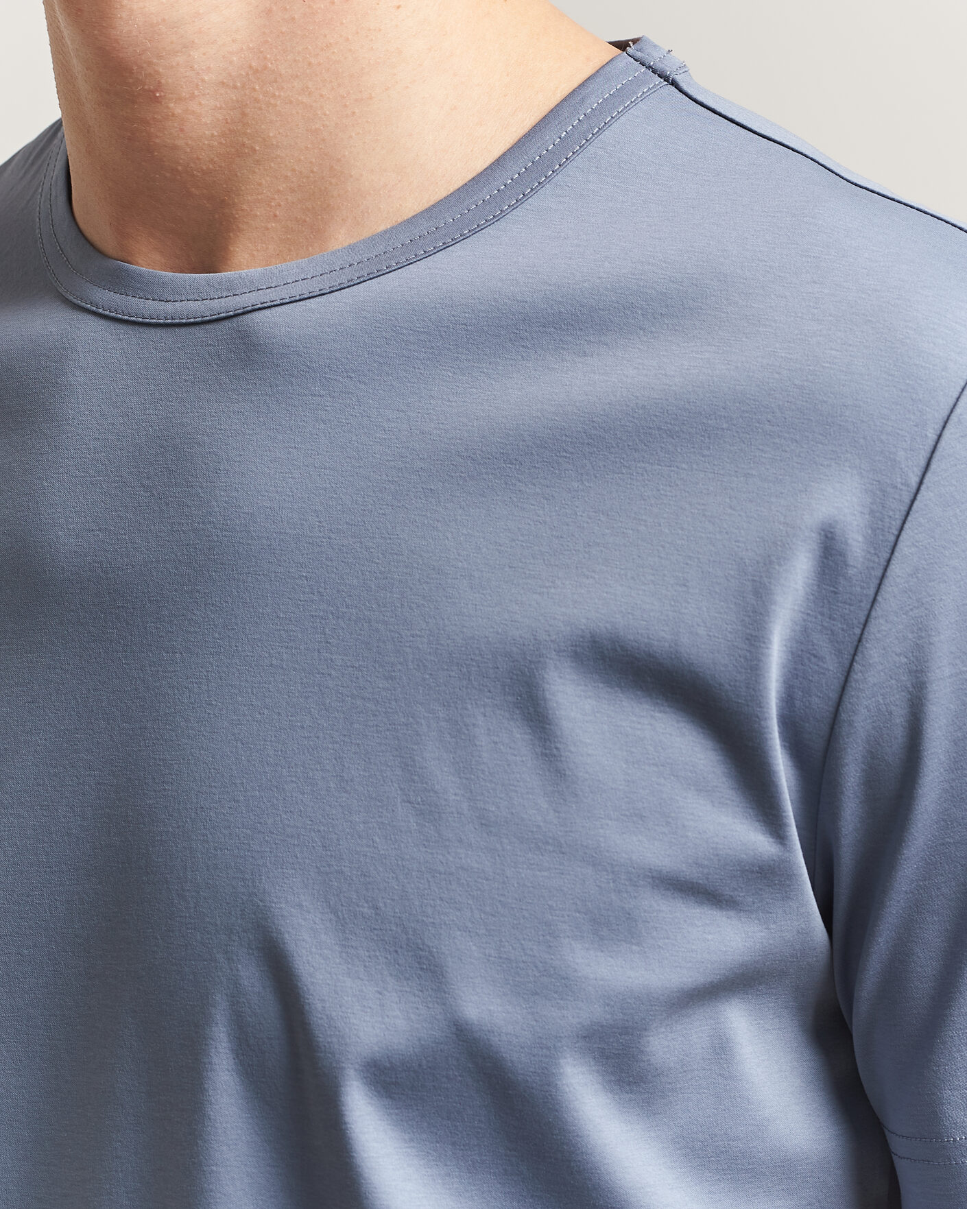 Herren | T-Shirts | Tiger of Sweden | Olaf Mercerized Cotton T-Shirt Dull Blue