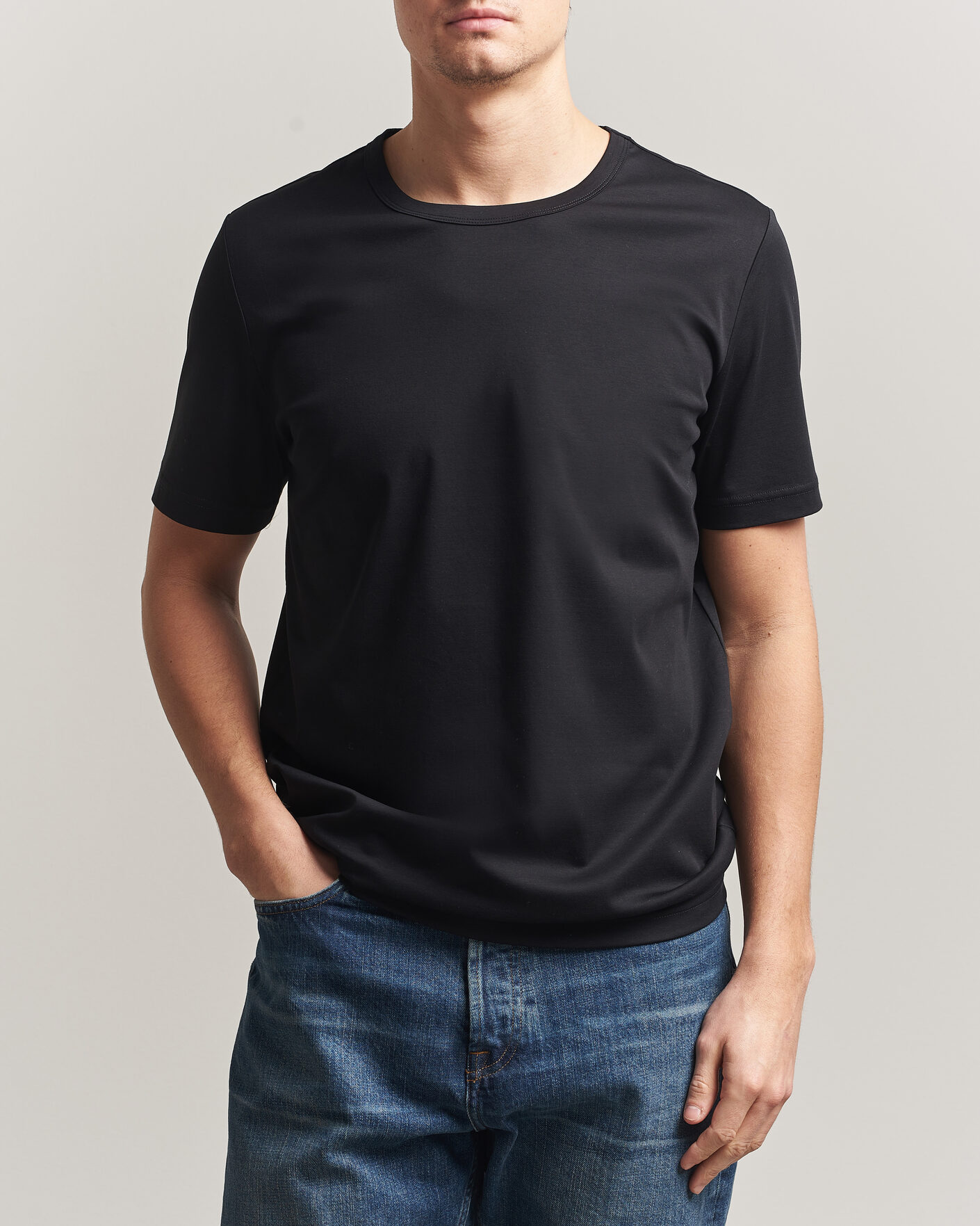 Herren | T-Shirts | Tiger of Sweden | Olaf Mercerized Cotton T-Shirt Black