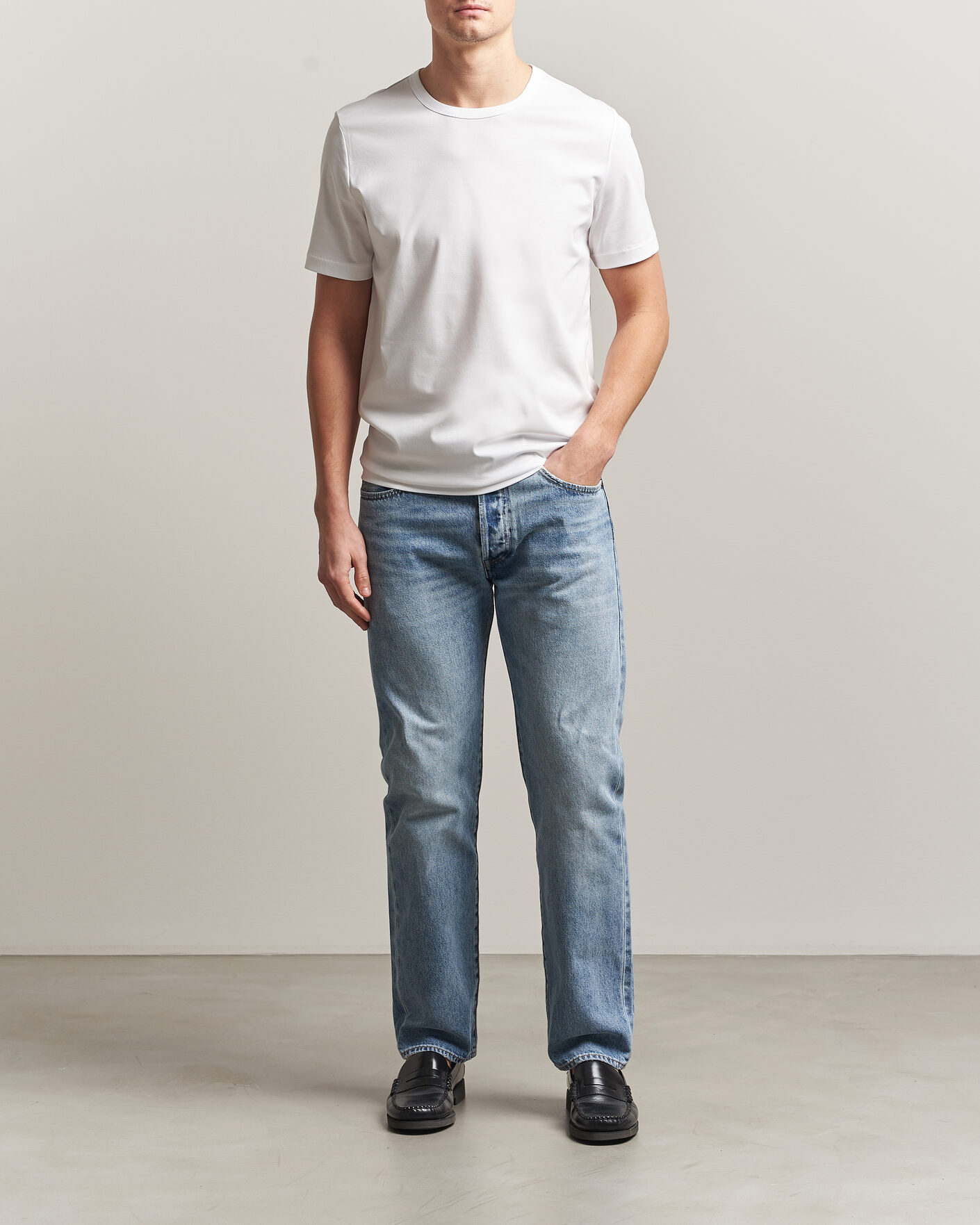 Herren | T-Shirts | Tiger of Sweden | Olaf Mercerized Cotton T-Shirt Pure White