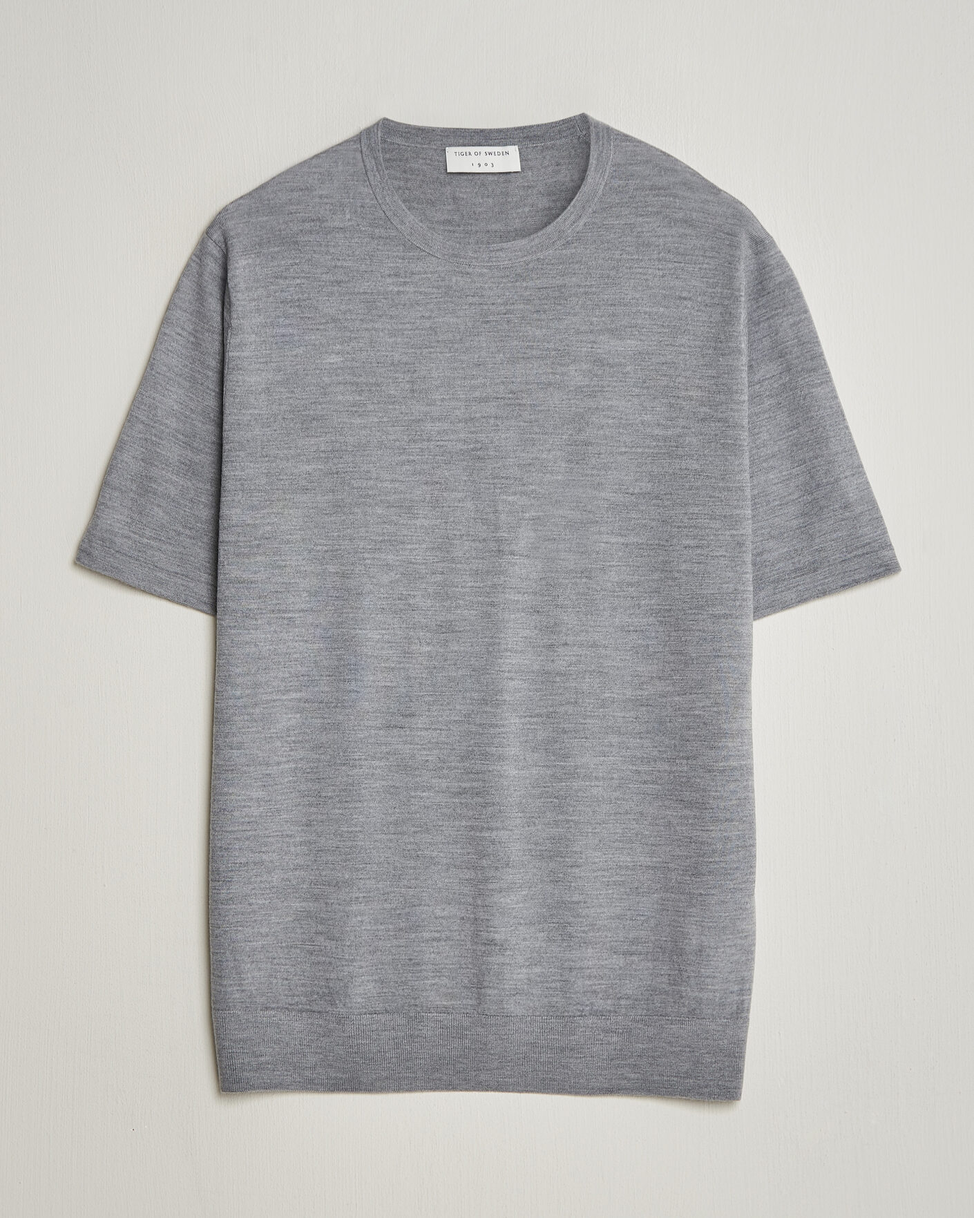 Herren | T-Shirts | Tiger of Sweden | Connor Knitted Crew Neck T-Shirt Grey Melange