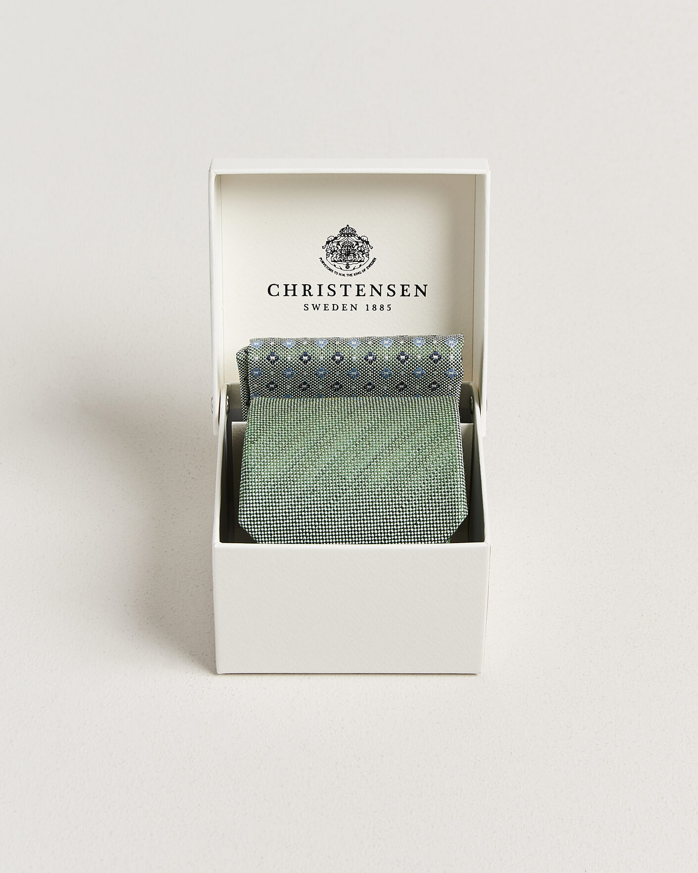 Herren | Krawatten | Amanda Christensen | Box Set Printed Silk 8cm Tie With Pocket Square Green