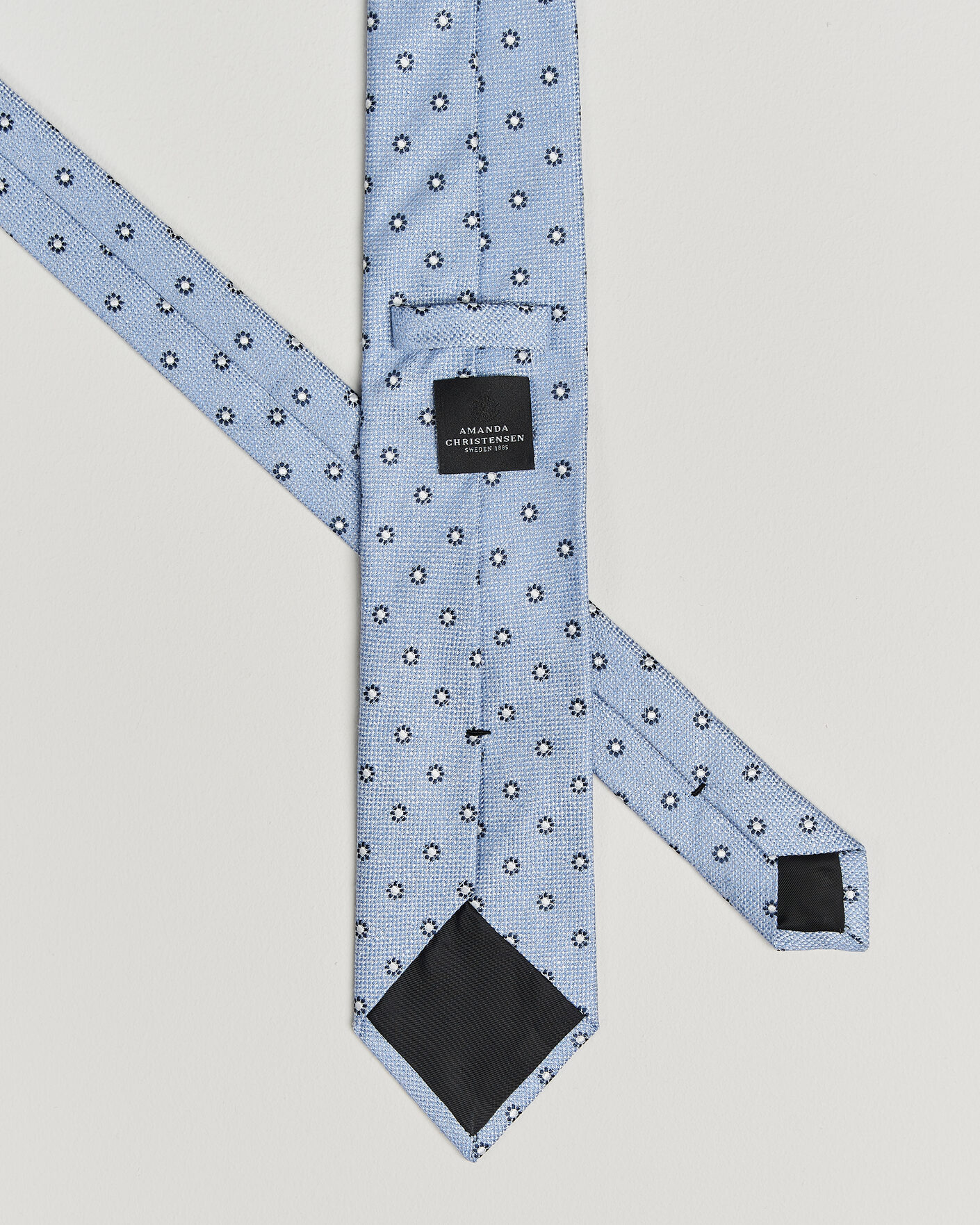 Herren | Krawatten | Amanda Christensen | Silk/Linen 8cm Flower Tie Blue