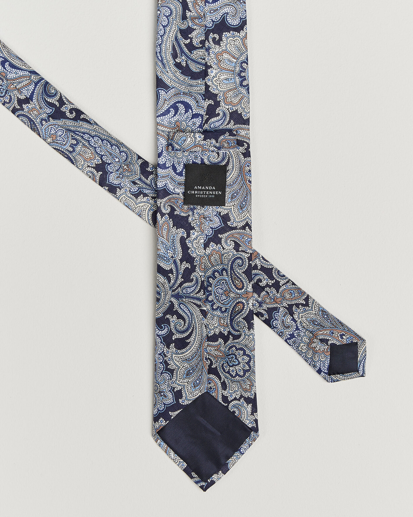 Herren | Krawatten | Amanda Christensen | Linen 8cm Paisley Tie Navy